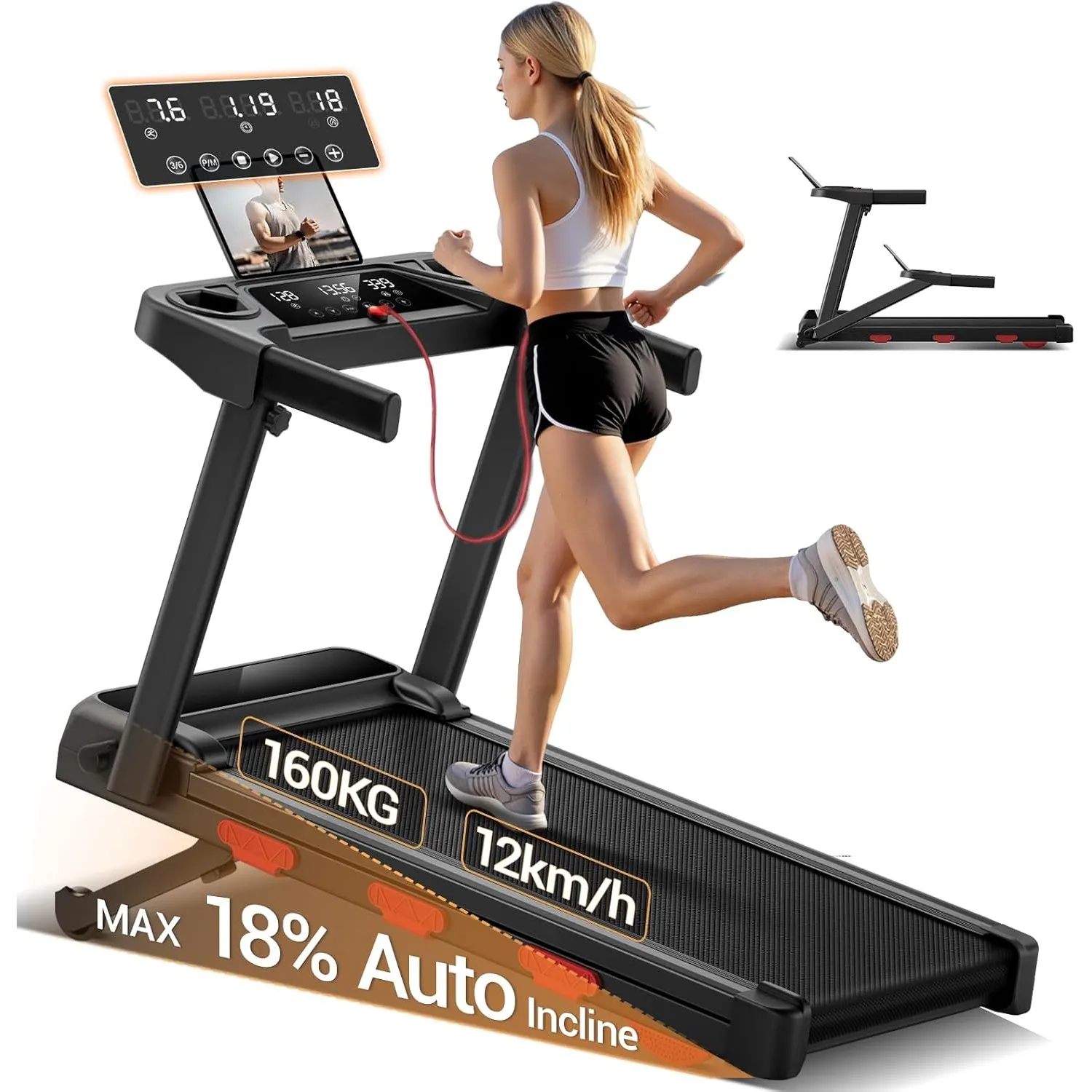 LONTEK 12KM/H Laufband mit automatischer Steigung