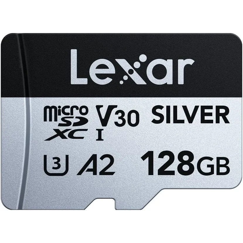 Lexar Silver Micro SD Karte 128GB, Bis zu 200 MB/s Lesegeschwindigkeit