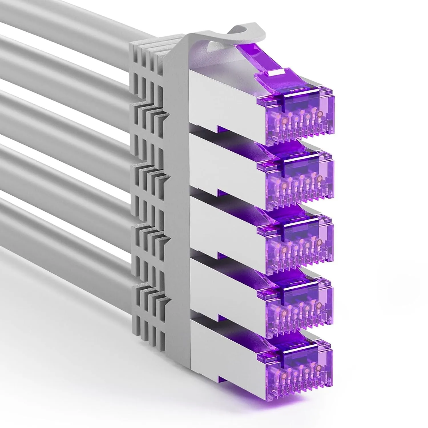 FGB 10 Gbps Patchkabel 0,25m x5, RJ45 Netzwerkkabel CAT 7- Grau