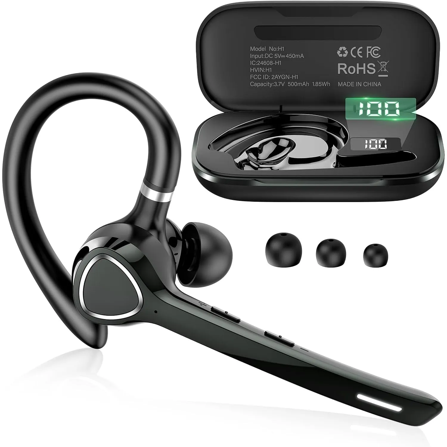 Bluetooth Headset, V5.4 Wireless Freisprech Telefon mit CVC 8.0 und ENC Dual Mikrofon, Bluetooth Ohrhörer mit 90h Spiel…