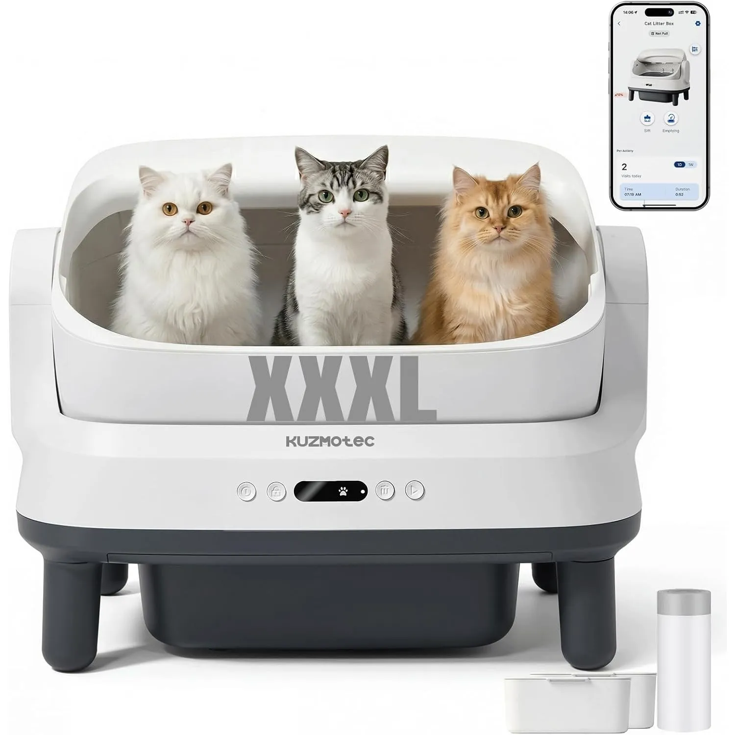 Selbstreinigende Katzentoilette 120L XXXL, Automatisches Katzenklo mit App-Steuerung & Geruchsbeseitigung, Elektrisches…
