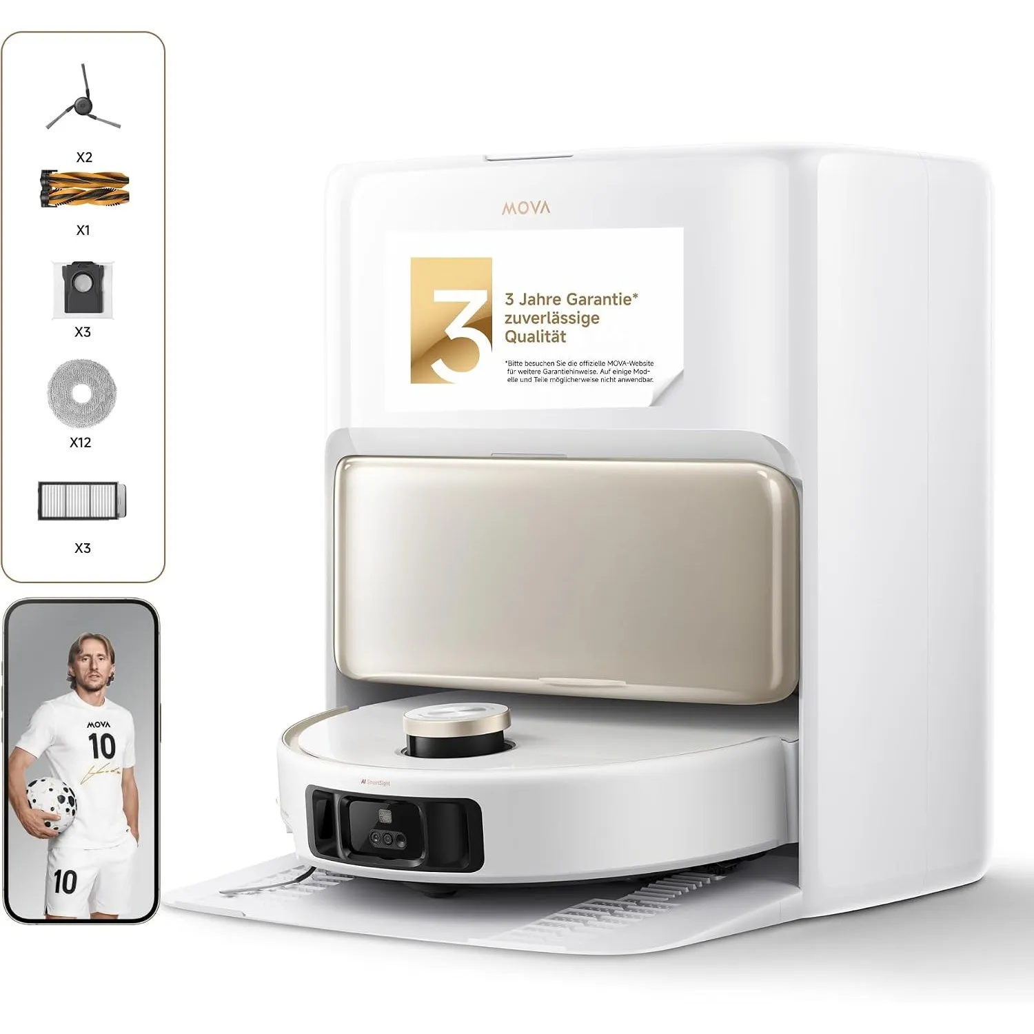 MOVA V50 Ultra Saugroboter, 24.000 Pa Saugkraft & Thermo-Wischen, Weiß