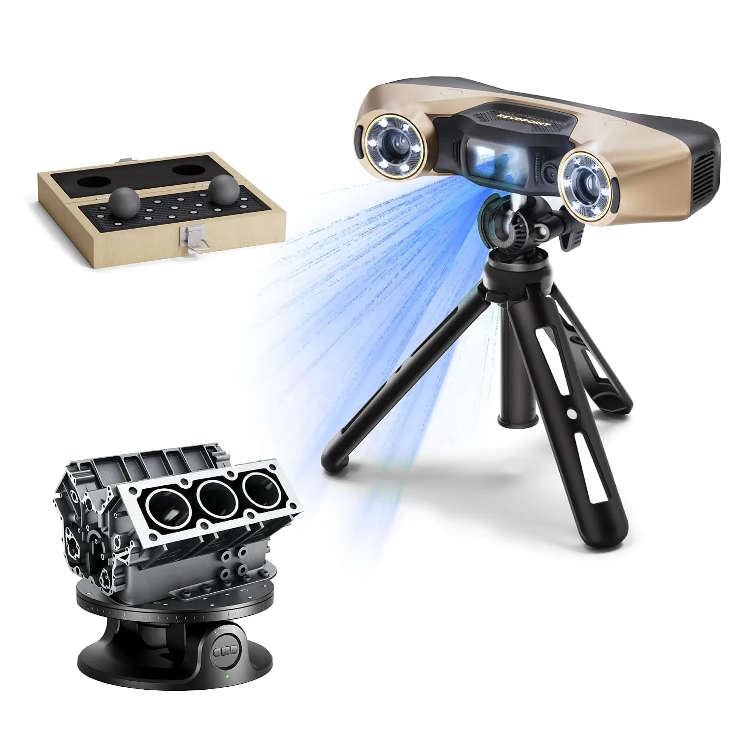 Revopoint MetroY Ultra 3D-Scanner, Kugelplatte aus Kohlefaser, 90 fps