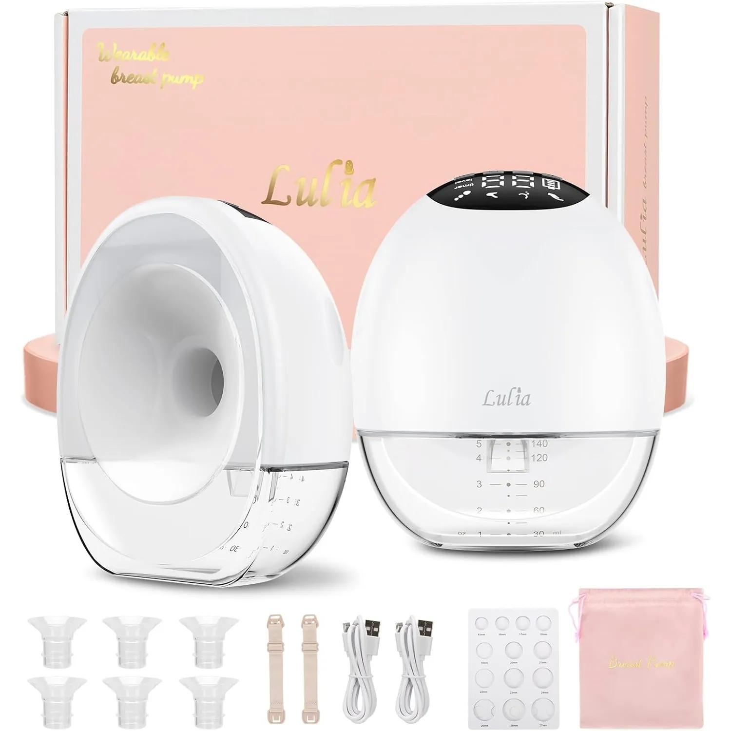 Lulia Milchpumpe Elektrische Doppel, Milchpumpe handsfree mit 4 Modi und 9 Stufen, Tragbare Elektrische Milchpumpen mit…