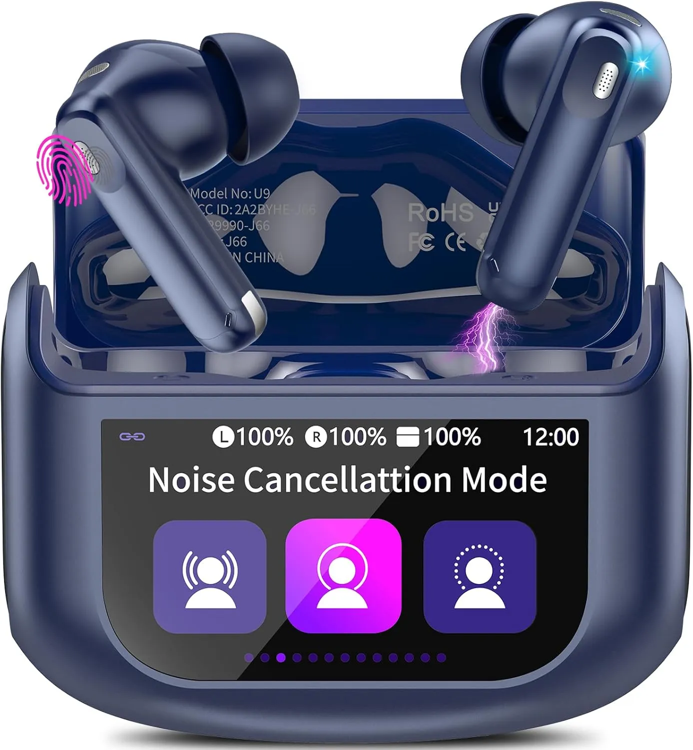 Touchscreen Bluetooth Kopfhörer, 2026 In Ear Kopfhörer Kabellos Bluetooth 5.4 mit ANC+ENC Noise Cancelling Mic, 48Std S…