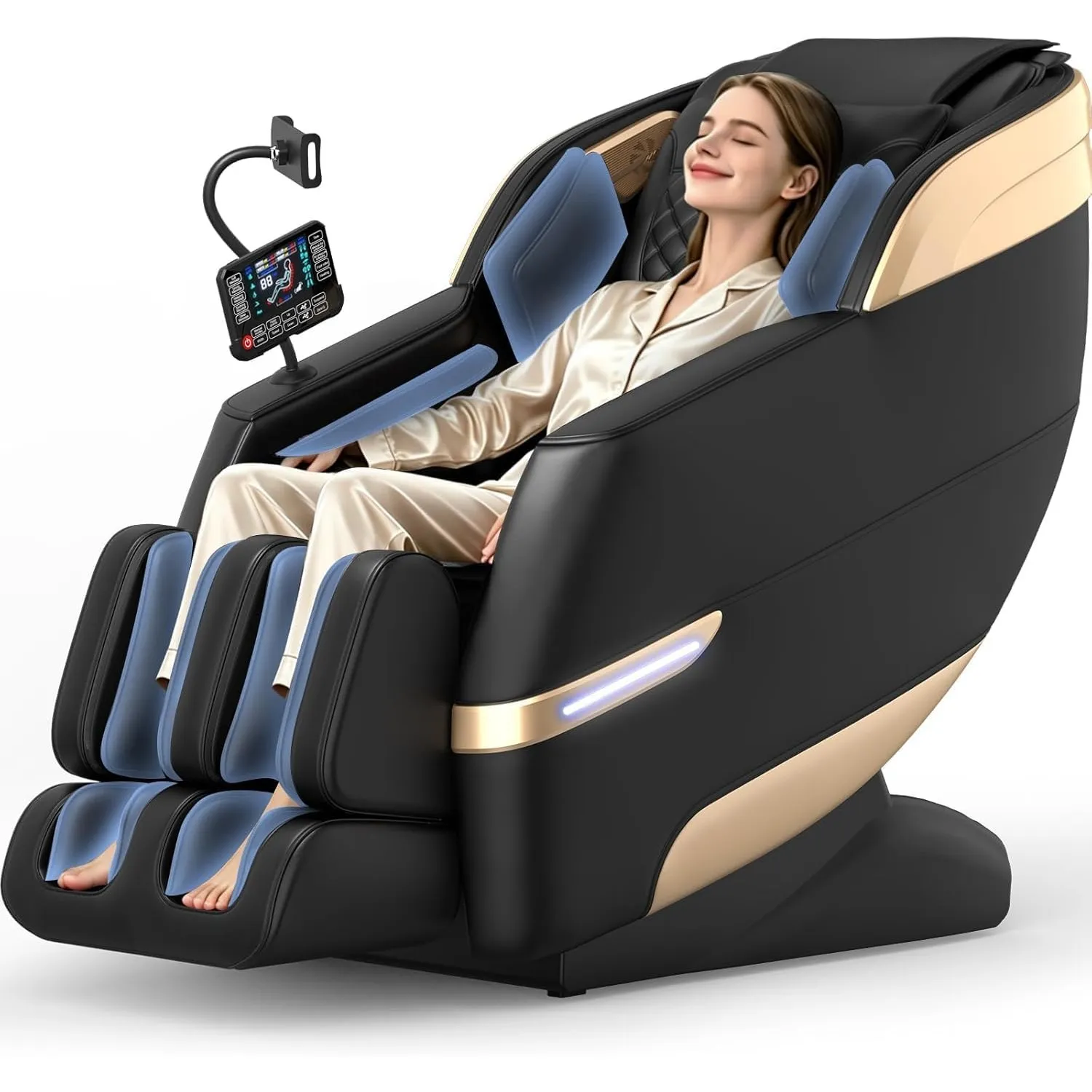 YONISEE 4D Massagesessel Ganzkörpermassage mit SL-Schiene, Sprachsteuerung