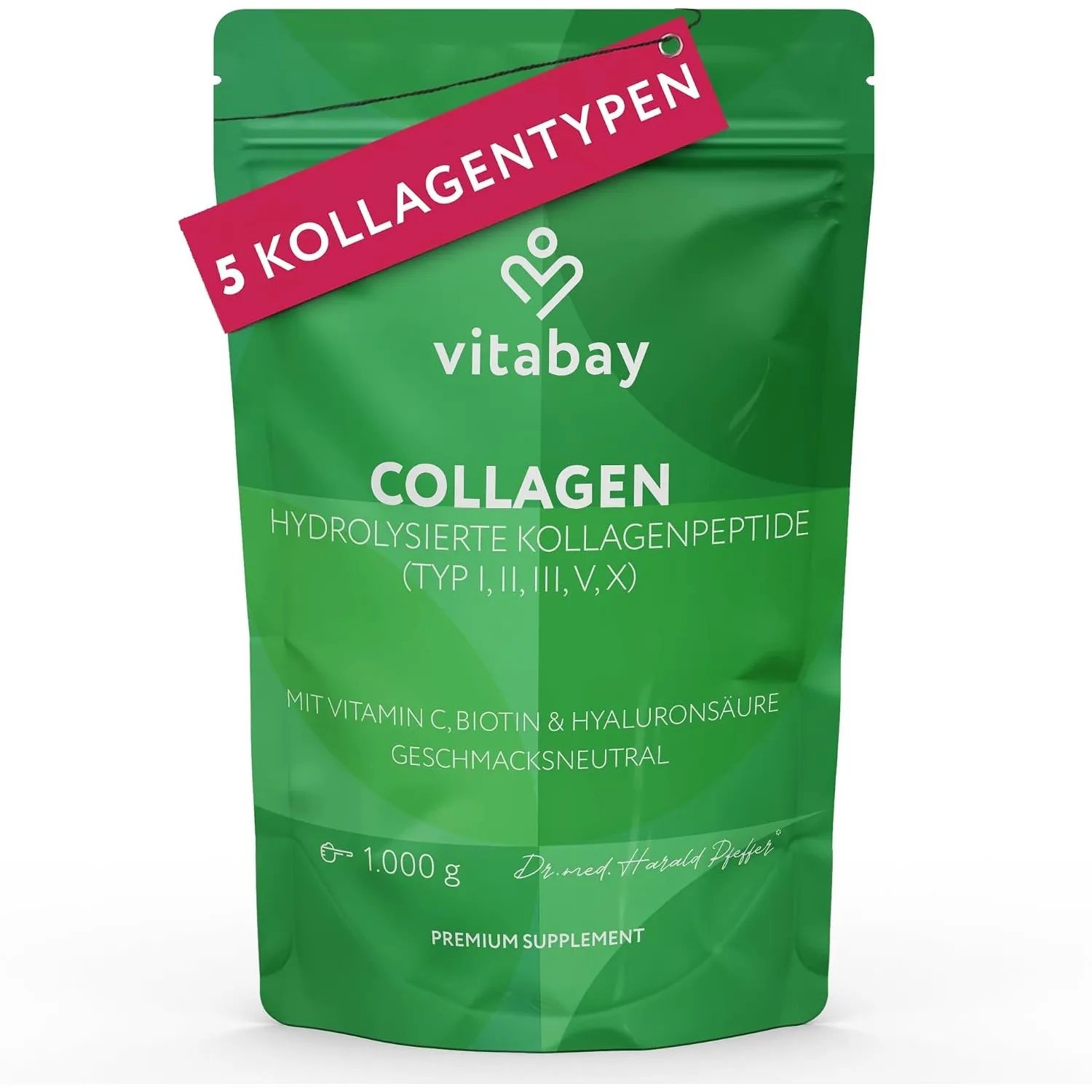 Vitabay Kollagen Pulver Komplex 1 kg Hochdosiert – Biotin & Hyaluronsäure