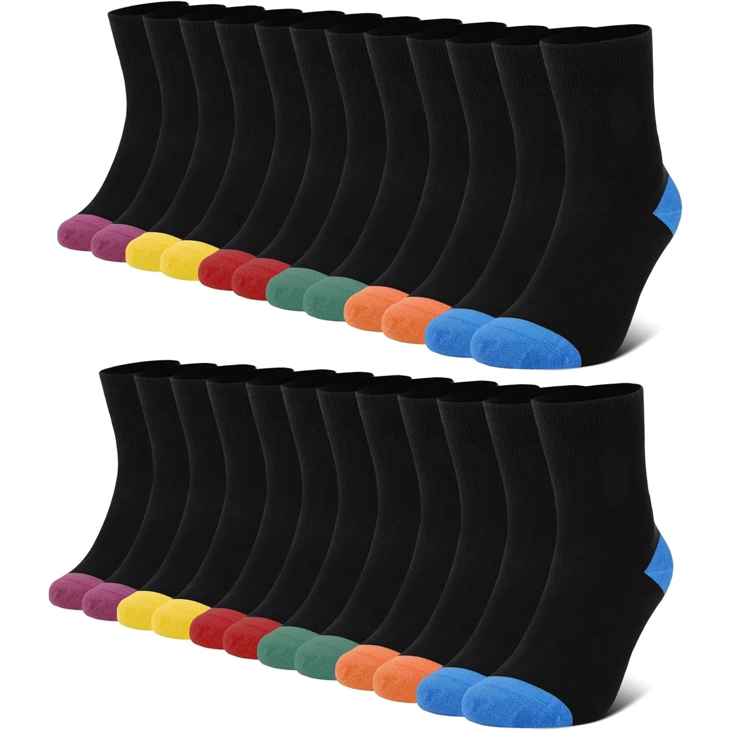 FALARY 12 Paar Socken Herren Damen Baumwolle Herrensocken Schwarz Weiß Sport Socks Atmungsaktive