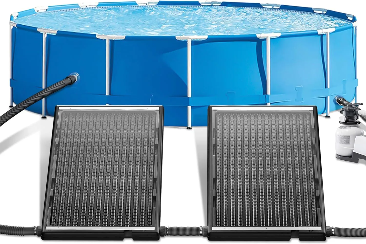 UISEBRT Solar Pool Heater, UV-Resistant Plastic with Protective Plate Against Dust and Leaves, 111.5 x 66 x 6.5 cm, Alu…