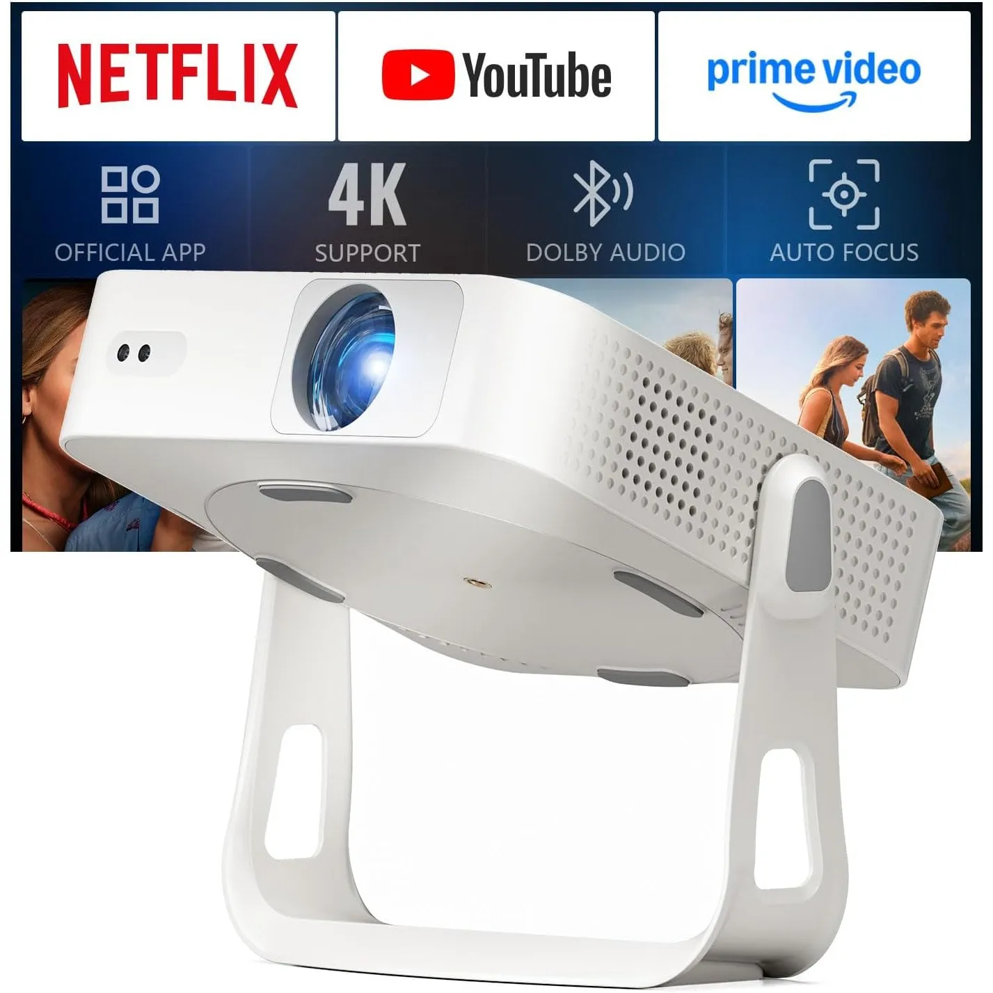 Smart Beamer【1800ANSI ＆ Offizielle App】 Mini Projektor mit Autofokus ＆ Trapezkorrektur, VOPLLS 1080P Full HD WiFi6 Blue…