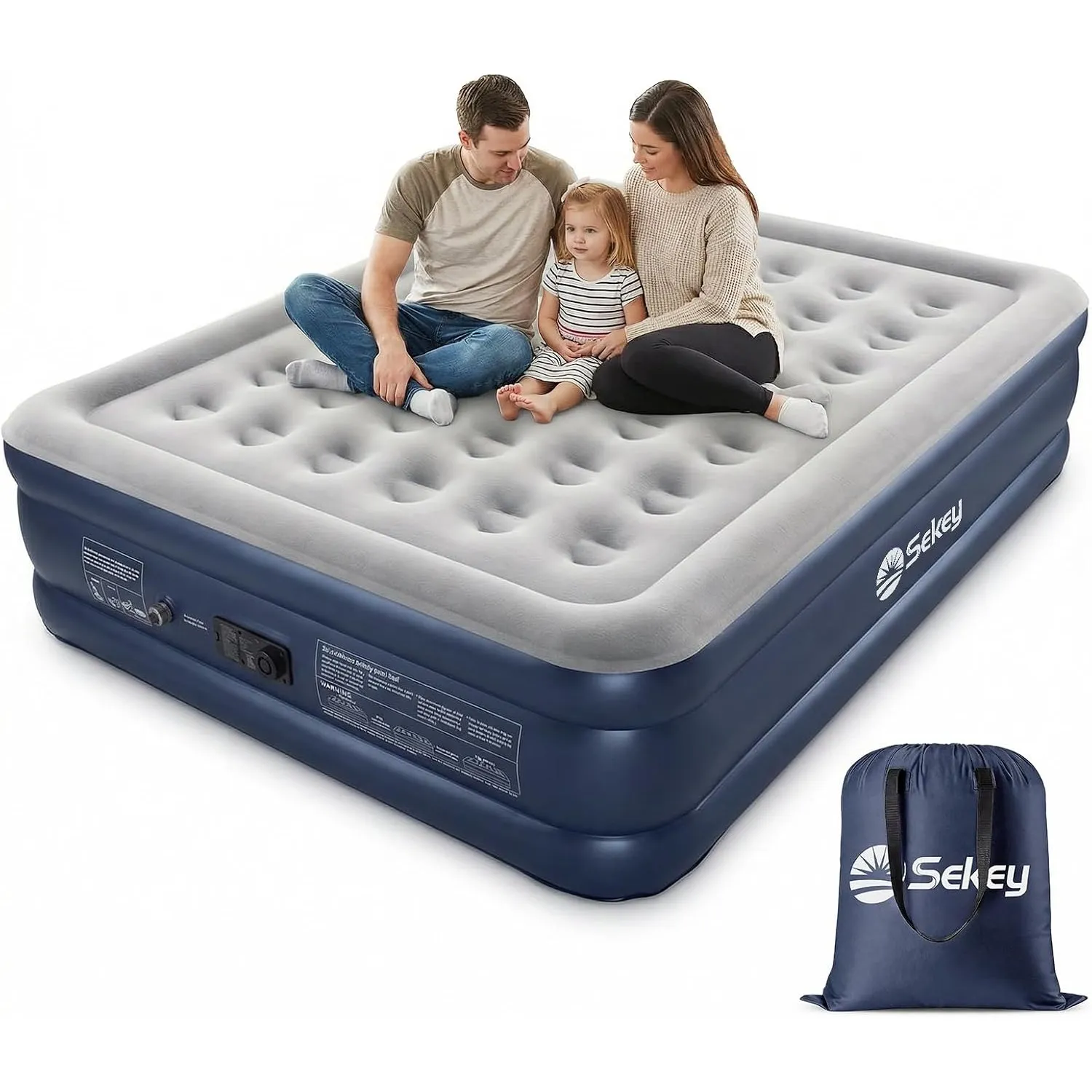 Sekey XXL Luftmatratze selbstaufblasend 2 Personen 203×152×46 cm