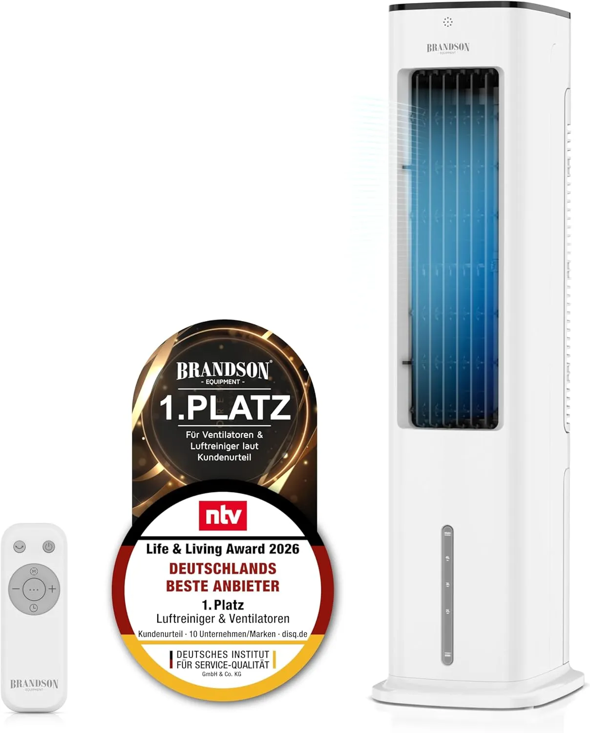 Brandson - Air Cooler with Water Cooling - 5 in 1 - Evaporative Cooler, Humidifier, Fan & Air Purifier, Mobile Air Cond…