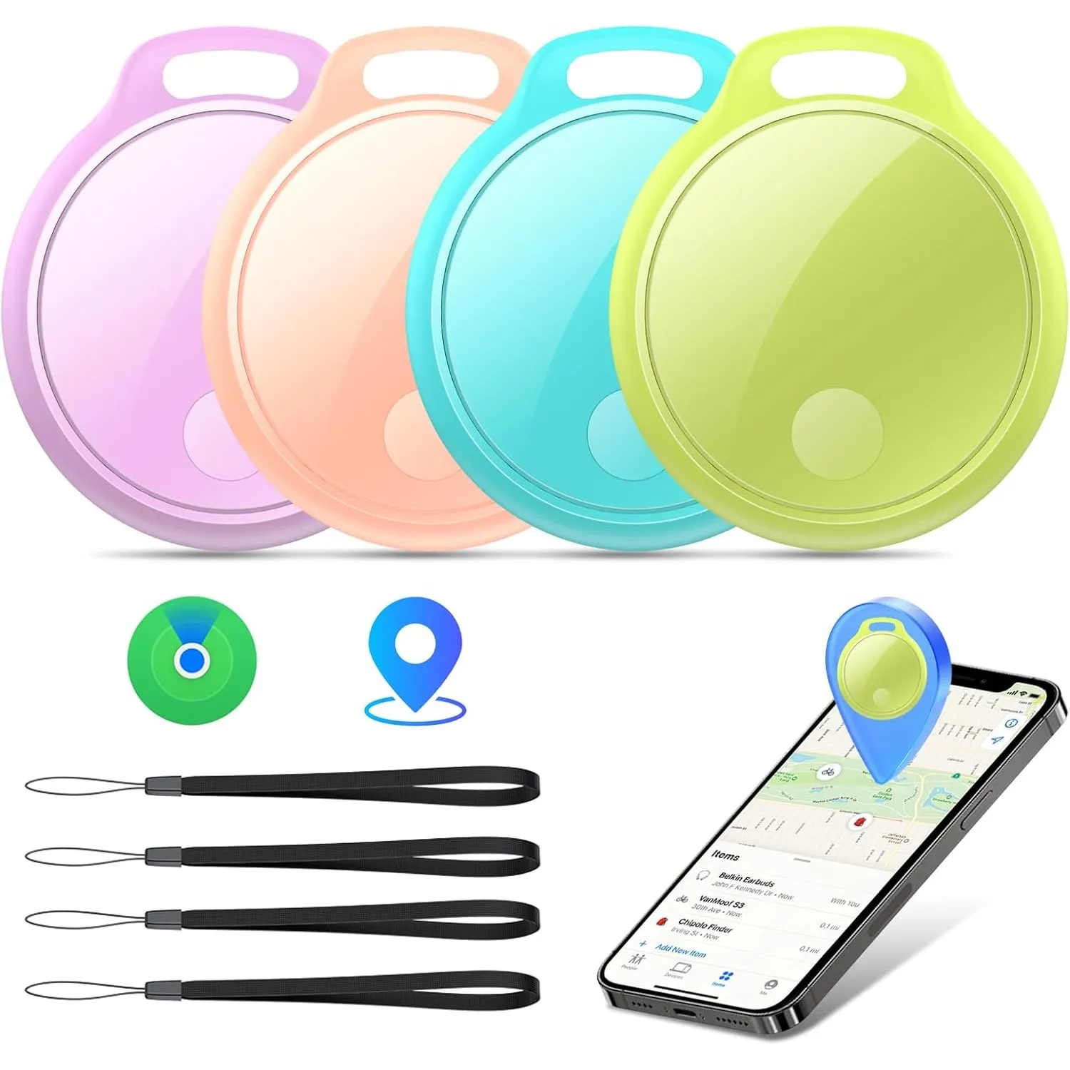 Smart Tracker Tag 4er Pack, Schlüssel Finder Kompatibel mit Apple Find My APP (nur iOS), IP68 wasserdicht, Austauschbar…