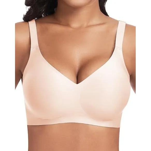 Jiuday BH ohne Bügel Push Up BH Große Brüste Starker Halt Bügelloser Bustier Damen Gepolstert Seamless Soft Bra ohne Bu…