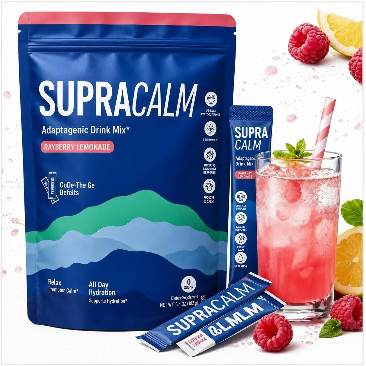 Jello Cortisol Cocktail Pulver 20 Sticks – Trend Getränkepulver für Cortisol Balance & Fokus – Mit Ashwagandha, L-Thean…