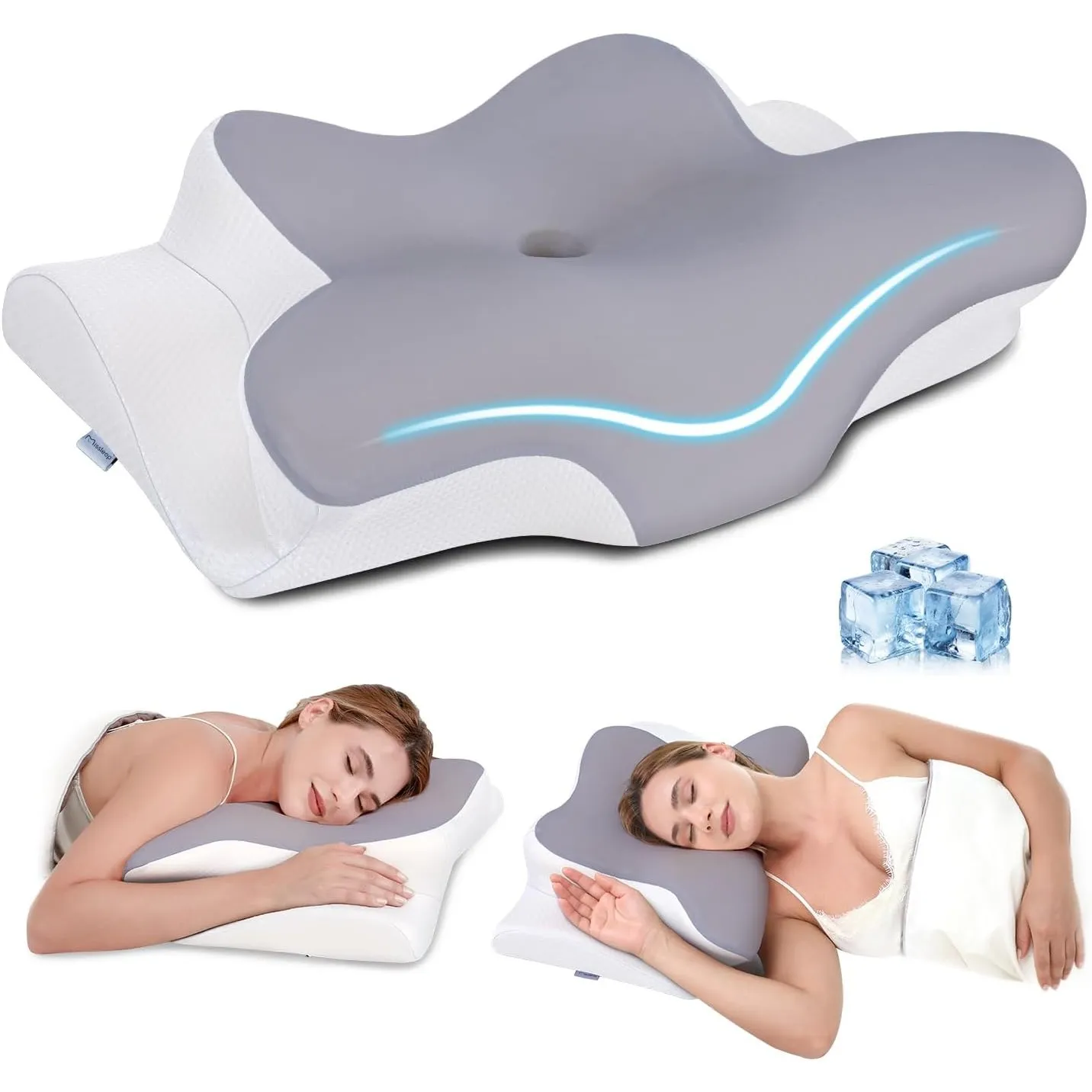 Nackenstützkissen, ergonomisches Kissen, Schmetterlingskissen, Zwei Höhen für Seiten-, Rücken- und Bauchschläfer, Memor…