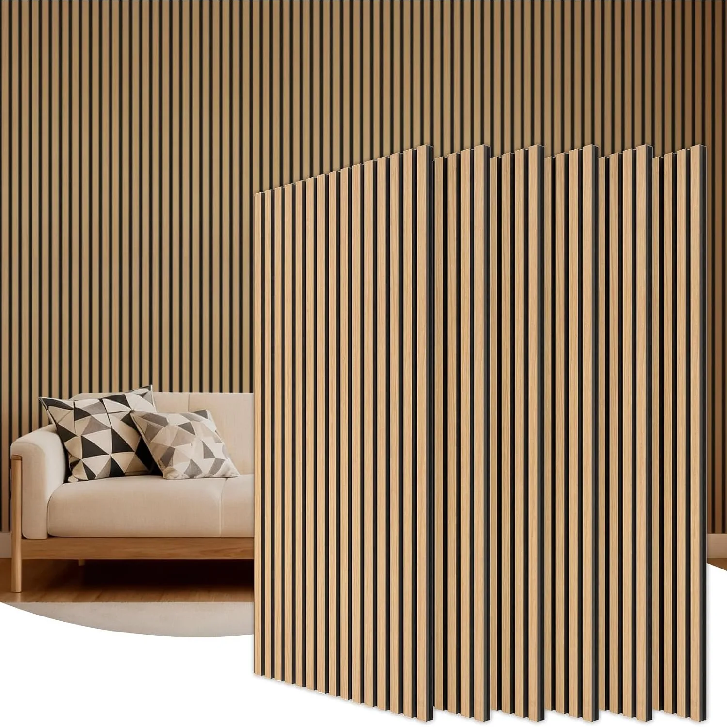 TONOR Holz-Wandpaneele für Innenwand-Deko – 6er-Pack, 120 × 60 cm