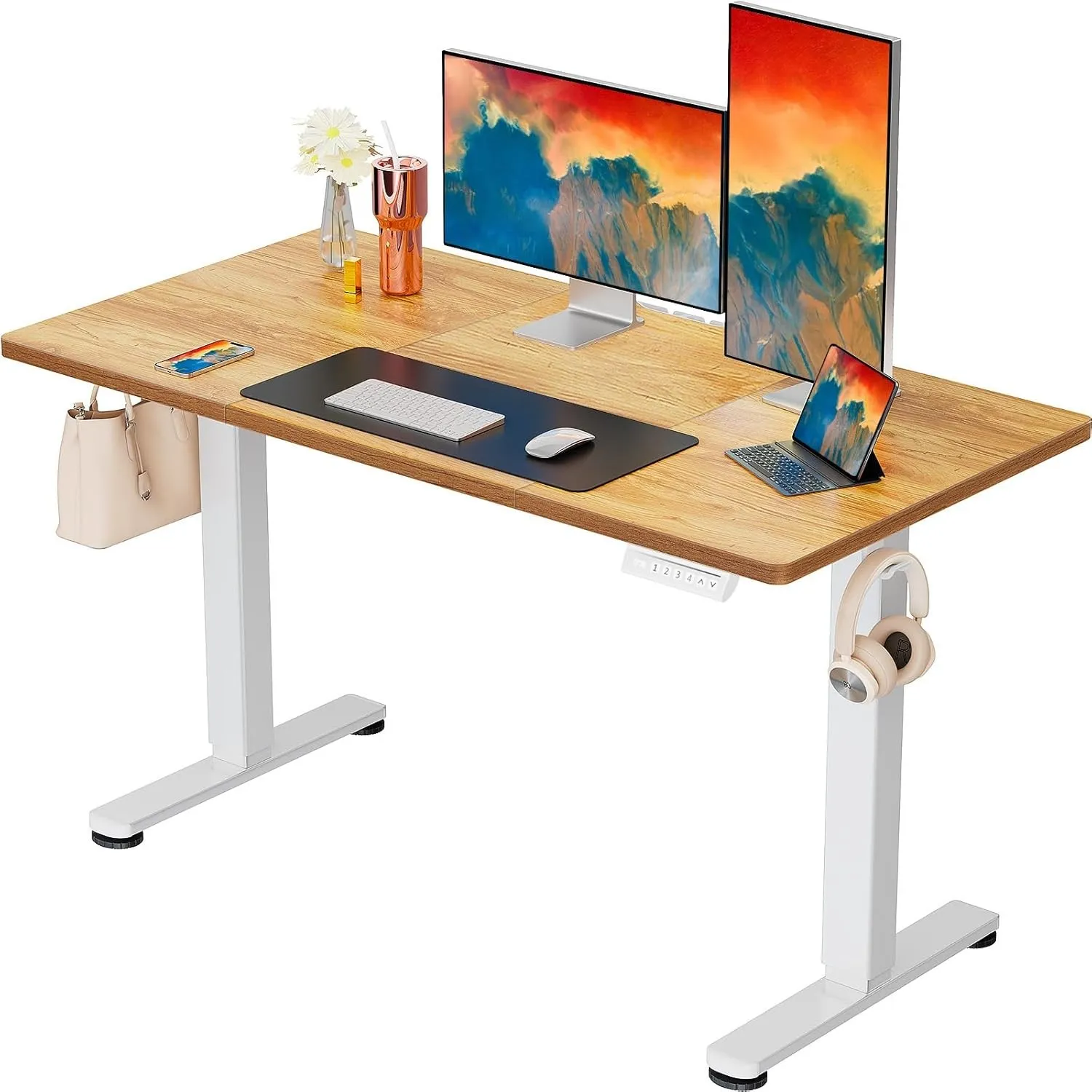 ErGear Höhenverstellbarer Schreibtisch 120x60cm 4-Speicher Geteilte Platte