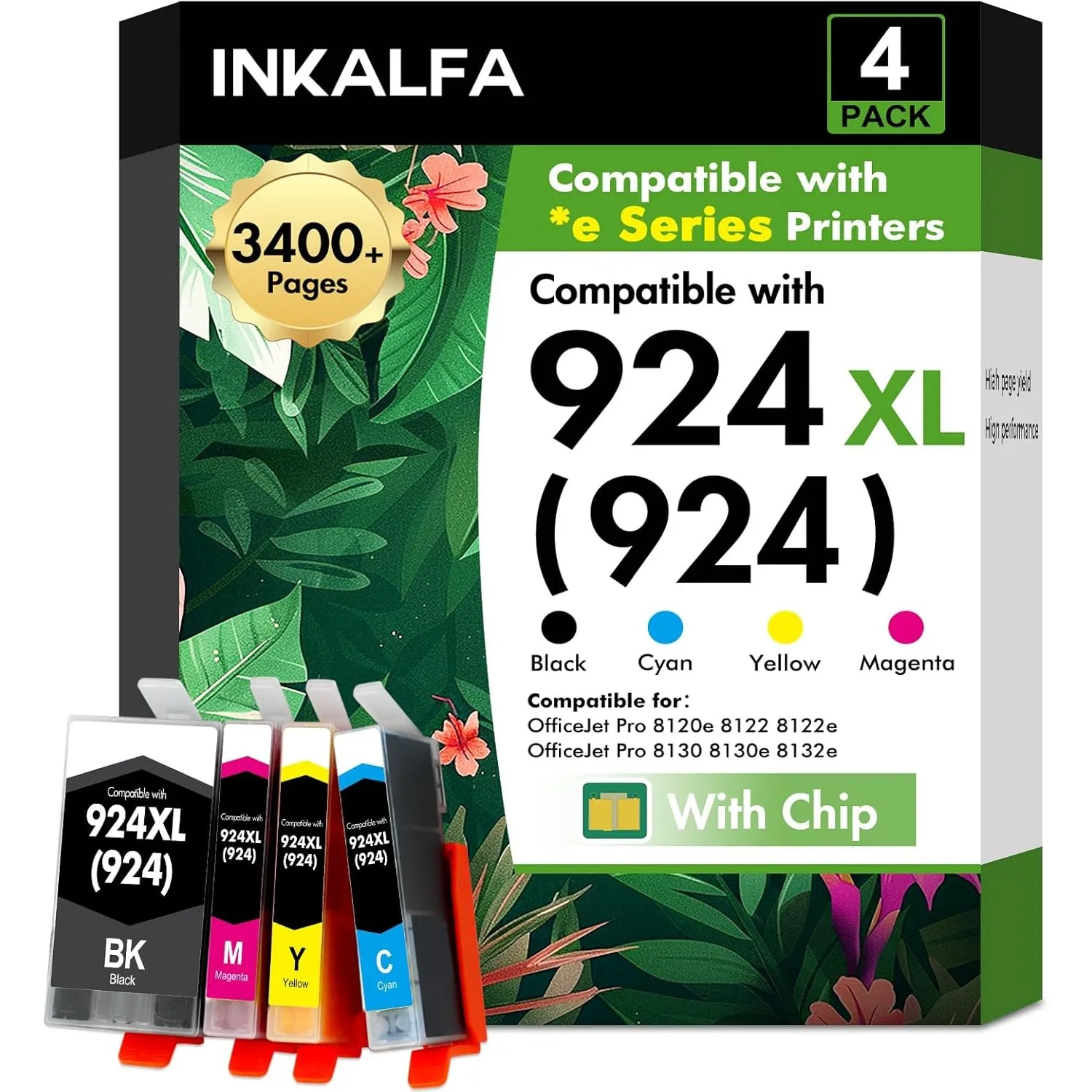 924 Patronen Multipack 924XL 8122e 8132e Kompatibel für HP 924 Patronen für HP924 XL 924e für HP OfficeJet Pro 8122e 81…