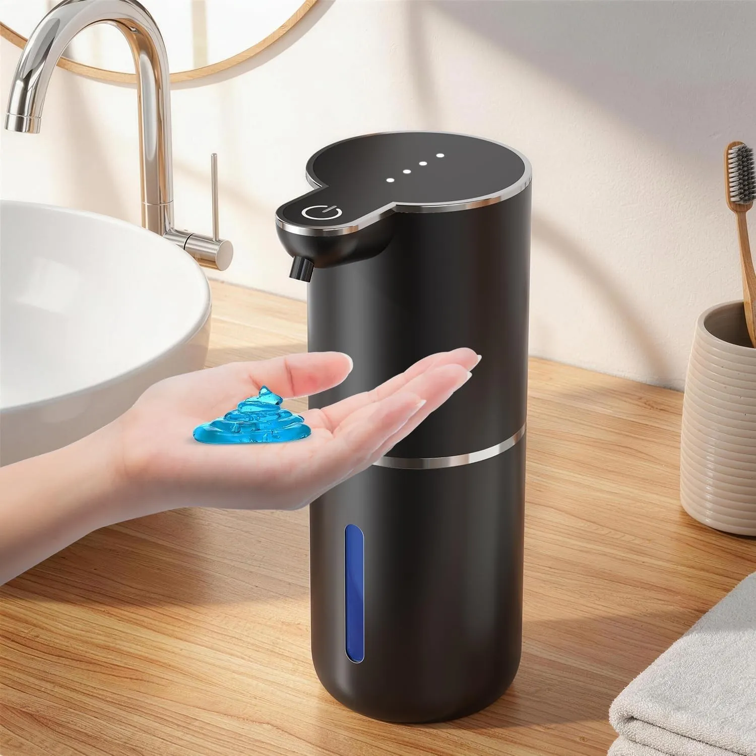 Seifenspender Automatisch für Flüssigetyp, Berührungslos mit Sensor, 380ml Wandmontage, USB Aufladbar, IPX5, 4-Stufig E…