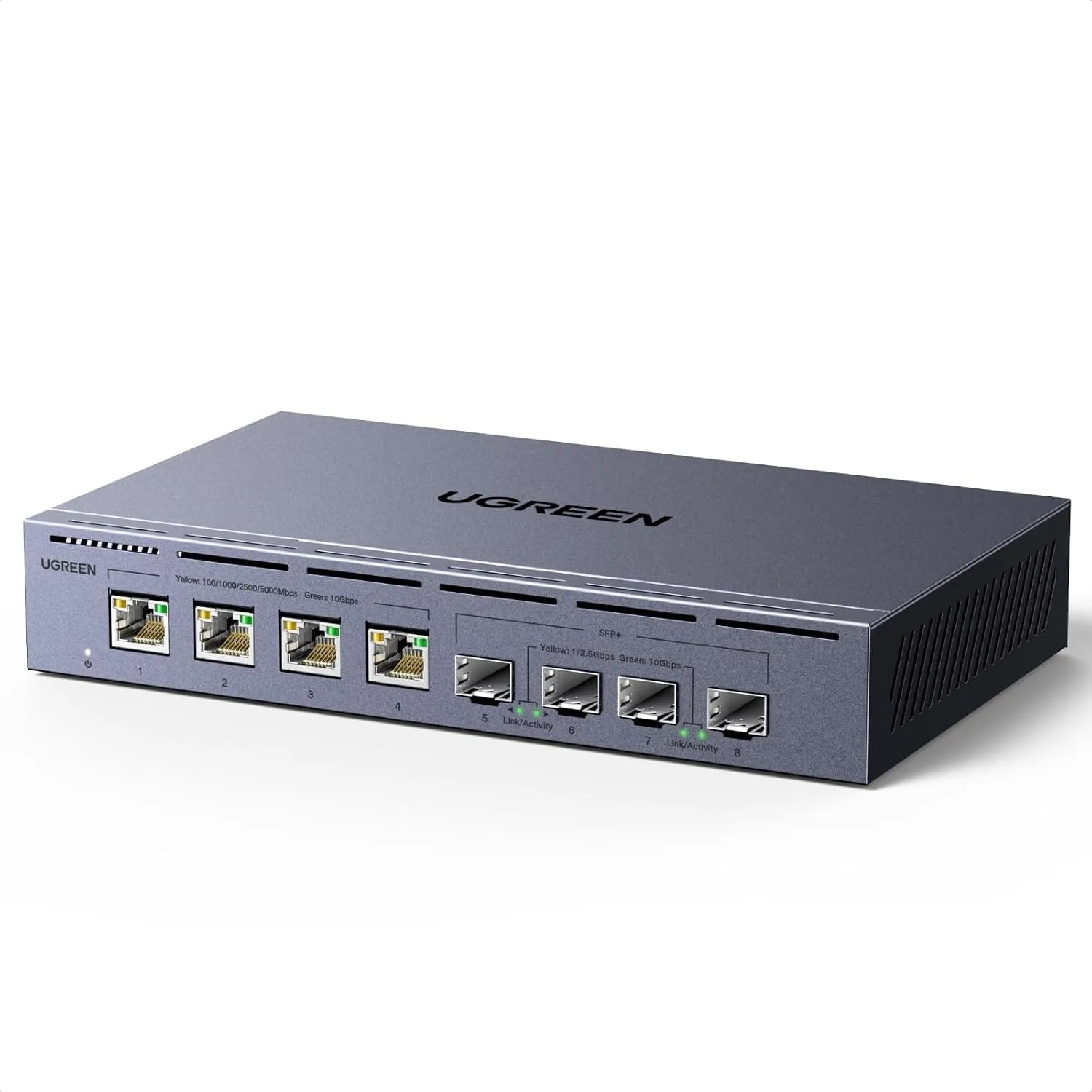UGREEN LAN Switch mit 4X 10G RJ45+4X 10G SFP+, 10G Netzwerk Switch