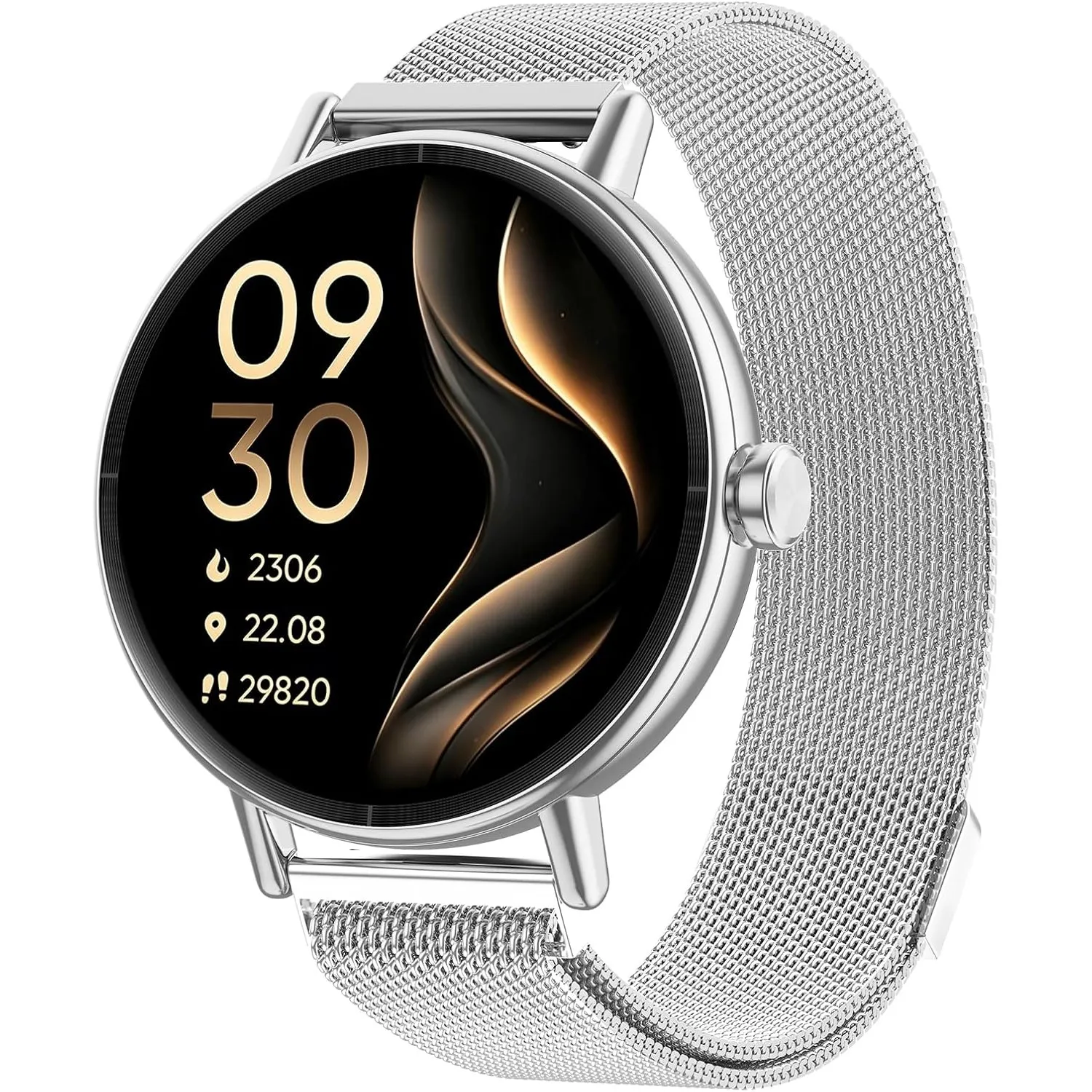 Smartwatch Damen Rund Metallarmband 1.27" Smart Watch mit Telefonfunktion Fitnessuhr mit SpO2 Herzfrequenz Stress Kalor…
