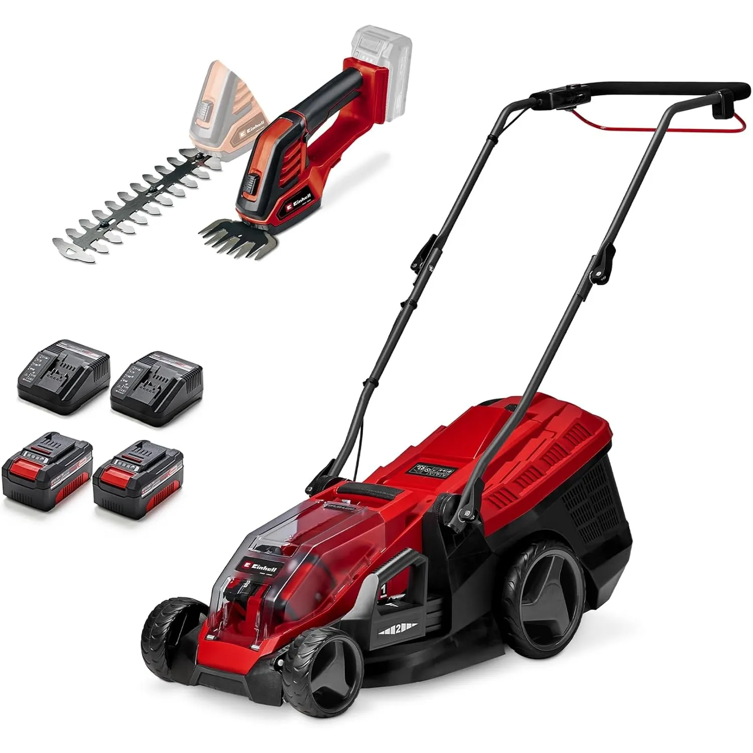 Einhell Akku-Gartengeräte Kit PXC (Akku-Rasenmäher GE-CM 36/36 Li Kit, 36 V, 36 cm Schnittbreite, inkl. 4,0 Ah + 2x Lad…