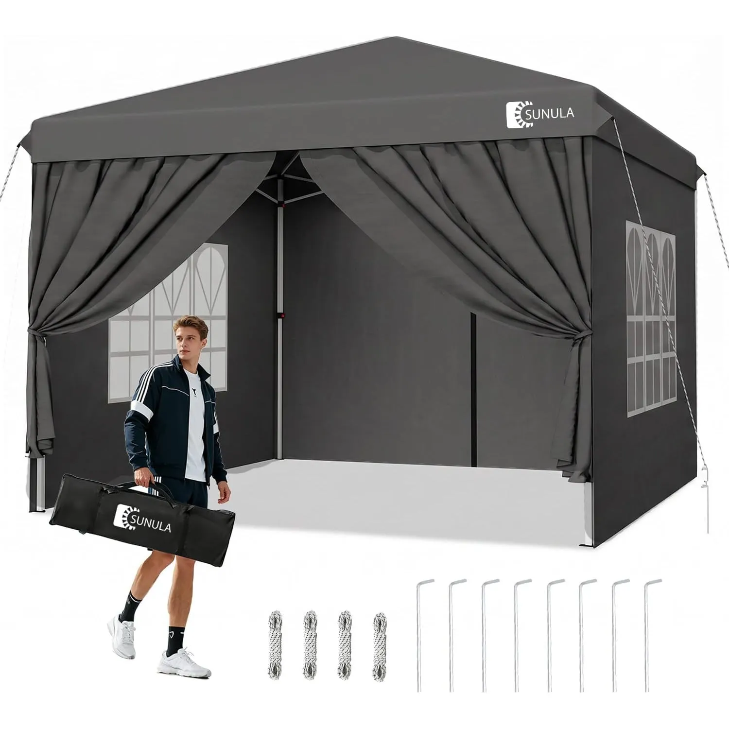 Sunula Pop Up Pavillon Faltpavillon 3x3 Wasserdicht mit 4 Seitenwänden