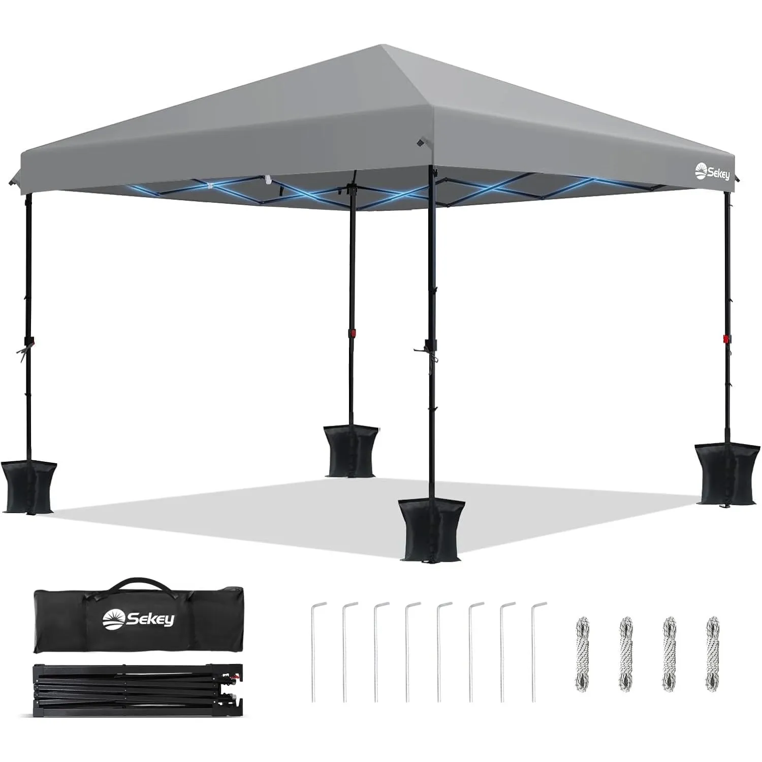 Sekey Pop Up Pavillon 3x3 Wasserdicht Stabil, Faltpavillon 3m x 3m mit Seitenwänden, Partyzelt Faltbar für Camping Part…