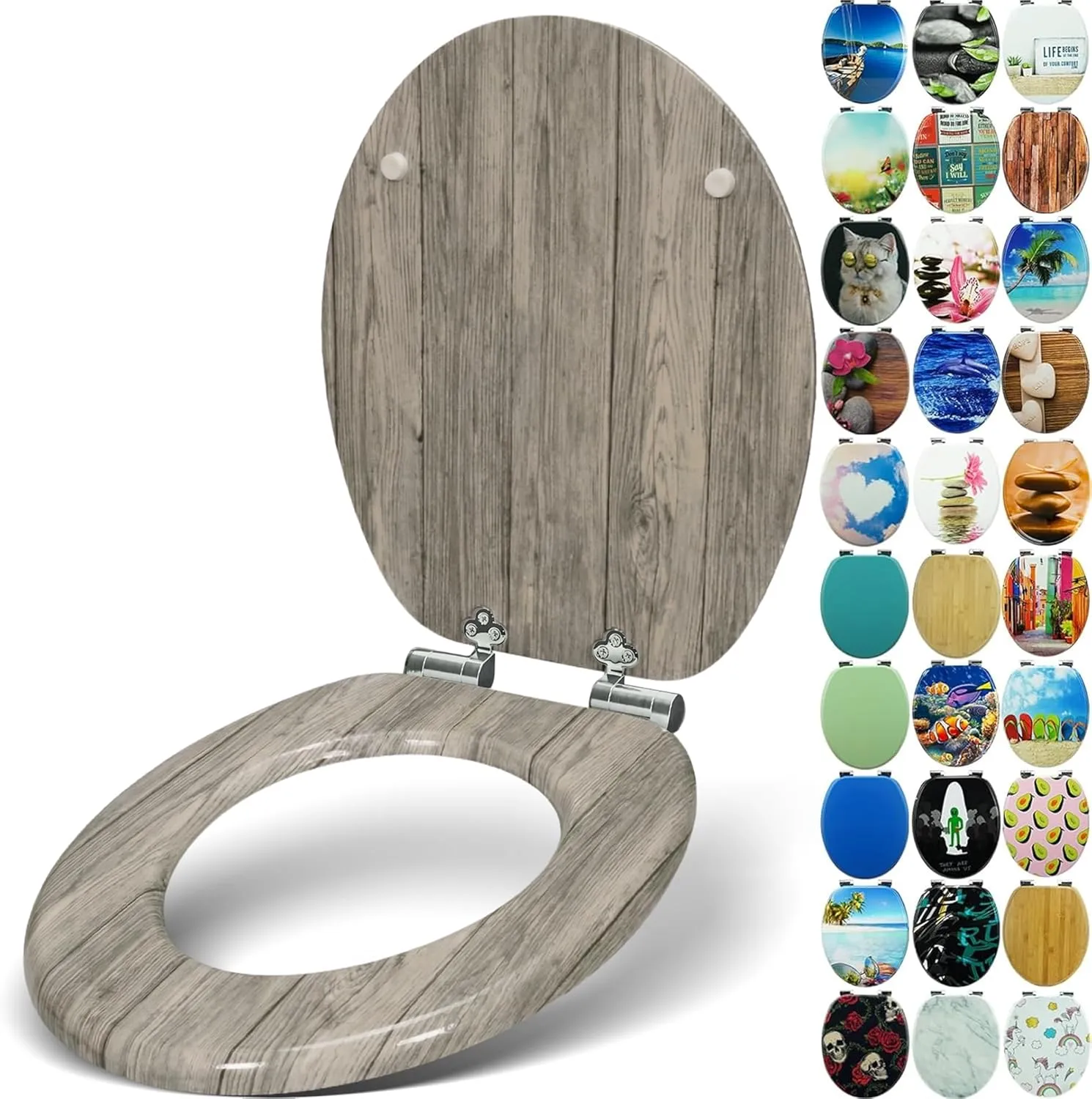 Premium WC Sitz mit Absenkautomatik – hochwertige Toilettendeckel aus Holz, viele bunte Motive, hoher Sitzkomfort, einf…