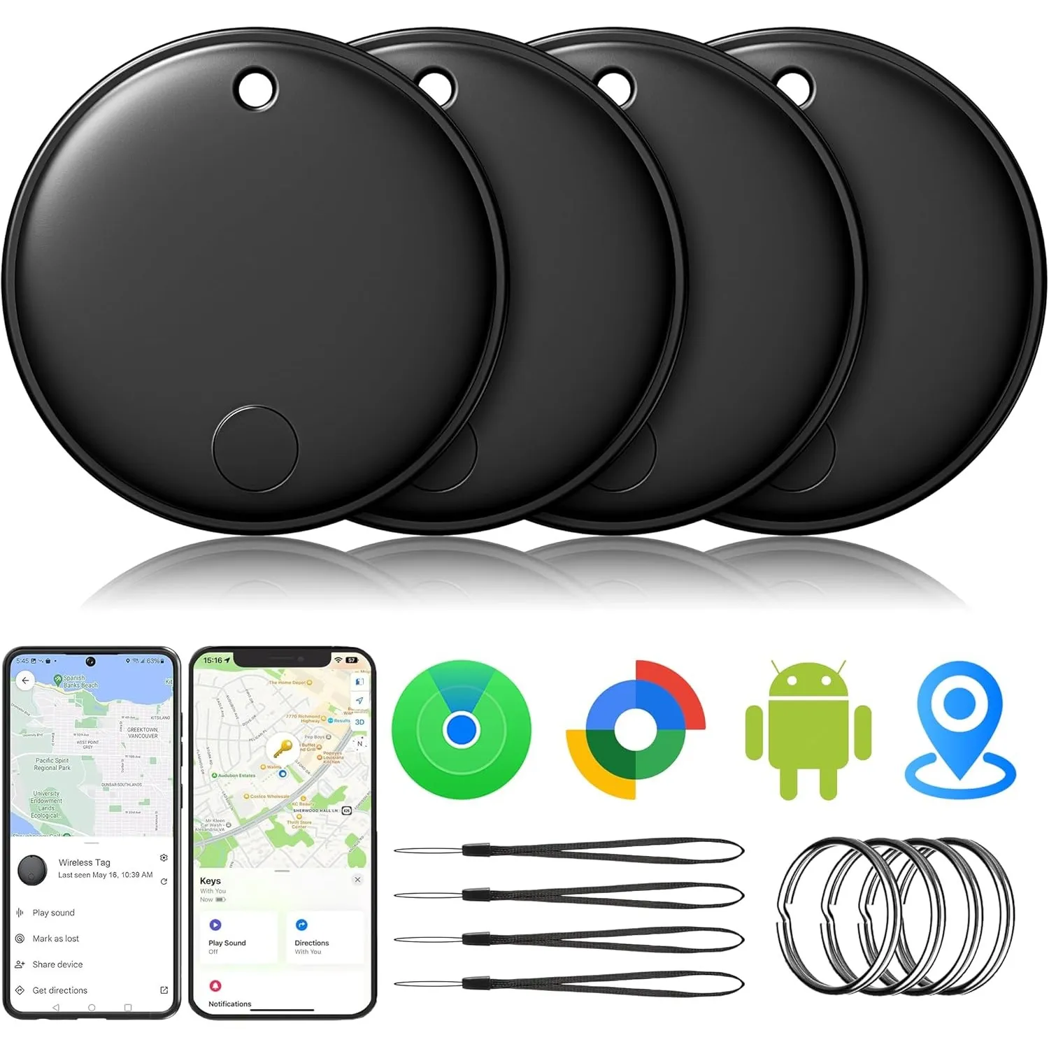 2026 Air Tracker Smart Tag für Android & iOS-4er Pack, Neu Dual-System Bluetooth Tracker kompatibel mit Apple Wo ist? &…