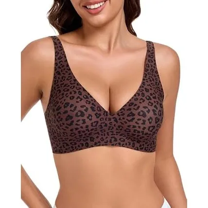 Jiuday Tiefer V Push Up BH Damen ohne Bügel Bequemer Jelly BH für Große Brüste Starker Halt Seamless Soft Bra Bügellose…