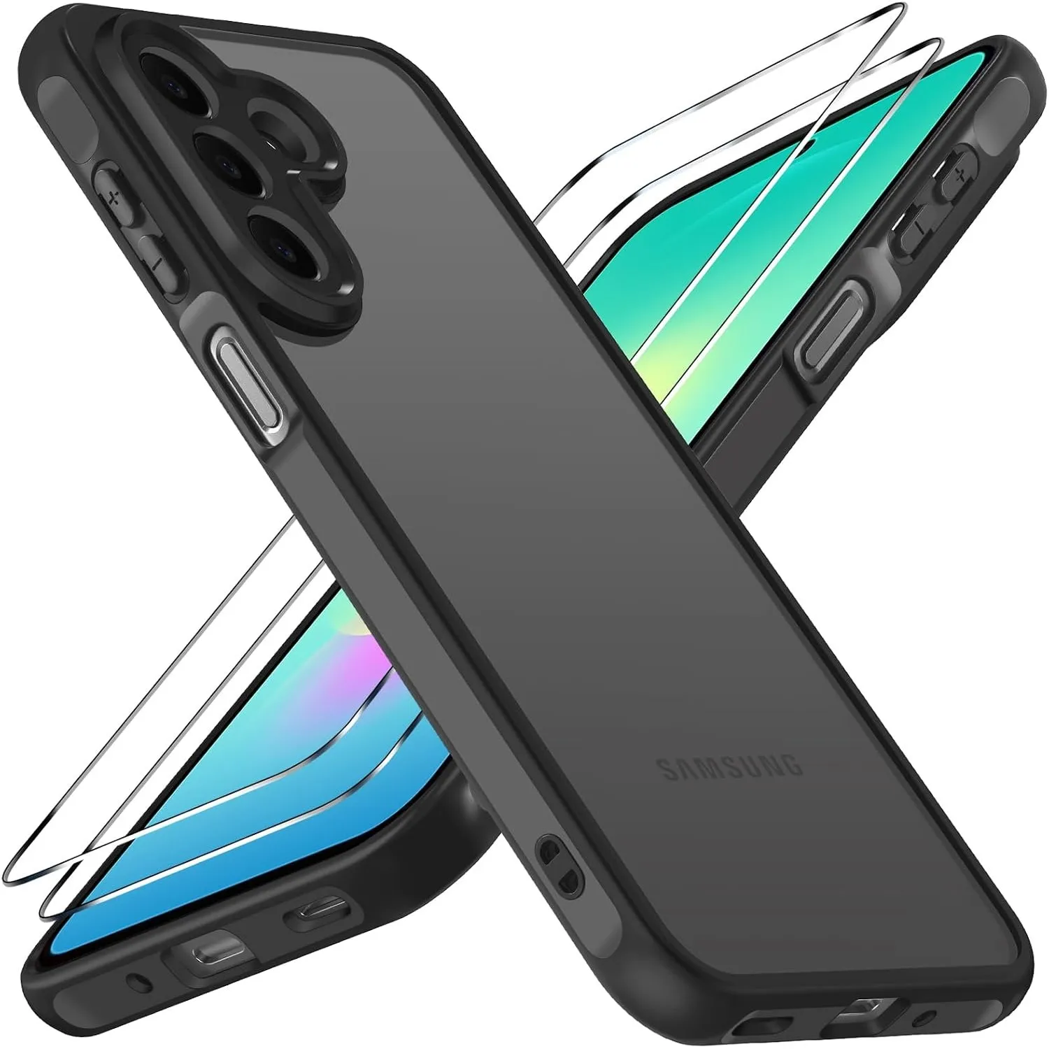 ivoler Hülle für Samsung Galaxy A27 5G mit 2 Stück Panzer Schutz Glas, [Militärstandard] Stoßfest [Kameraschutz] Handyh…