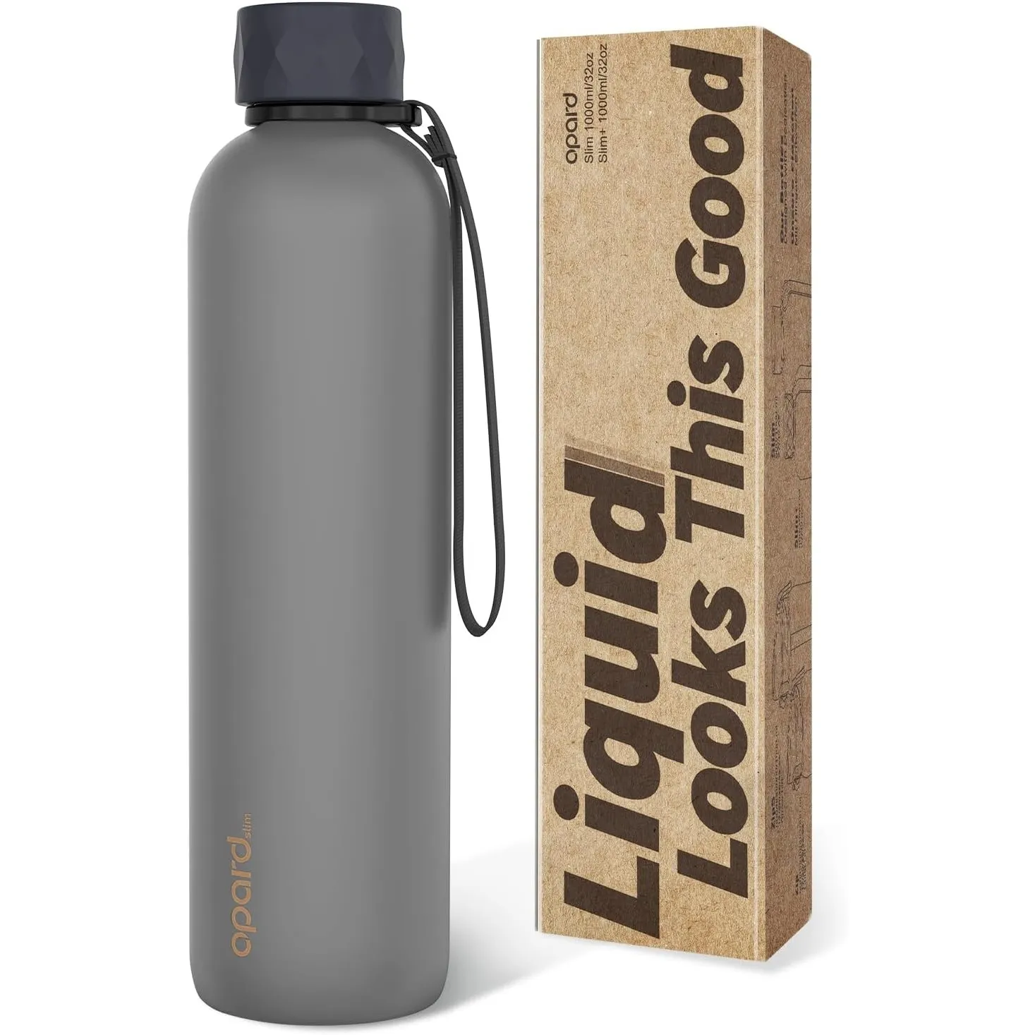 Opard Slim Pro Trinkflasche 1L, Auslaufsicher Wasserflasche Sport BPA Frei, Spülmaschinenfest Kunststoff Sportflasche K…