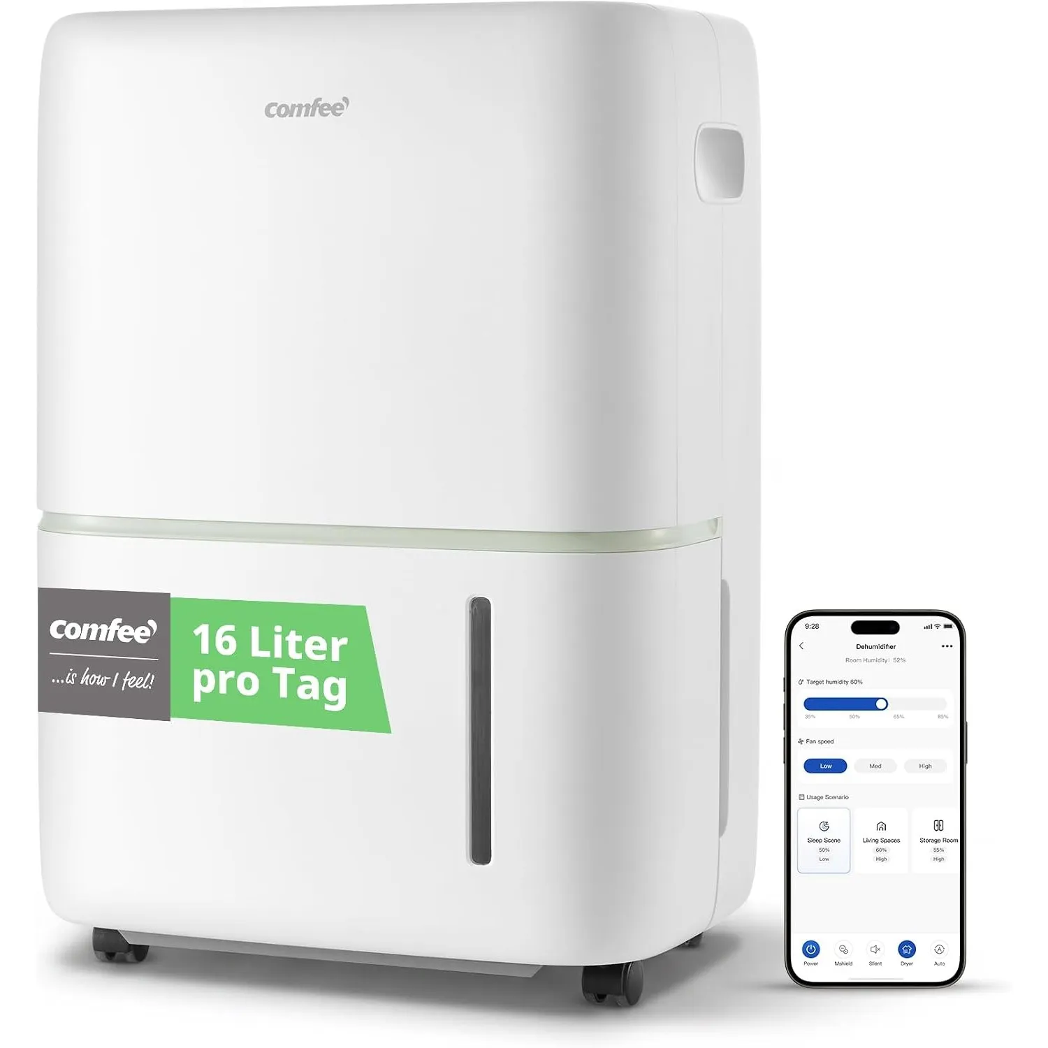 Comfee Luftentfeuchter 16L/24h,Raumgröße ca.80m³ (32m²),APP-fähig,Smart modu,Timer 24H,Wassertank 5L,Gegen Feuchtigkeit…