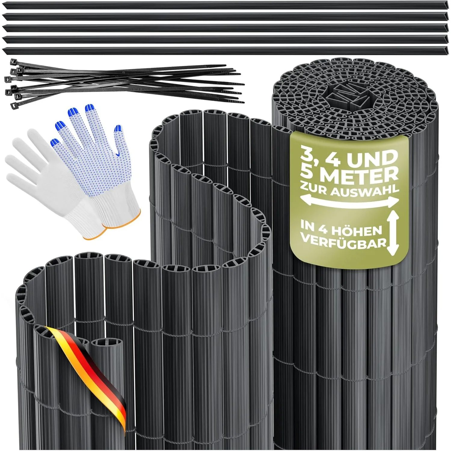 KESSER® PVC Sichtschutzmatte Sichtschutzzaun 160x500cm Balkonverkleidung Windschutz verstärkte Lamellen für Garten Balk…