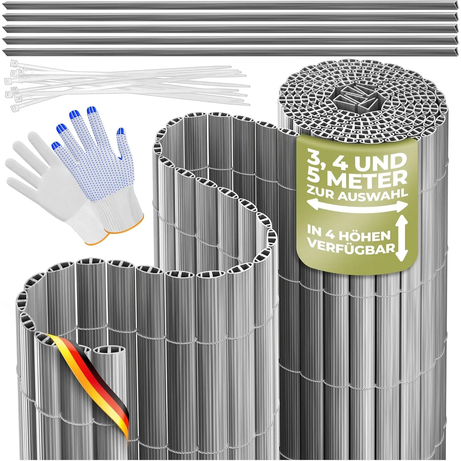 KESSER® PVC Sichtschutzmatte Sichtschutzzaun 160x500cm Balkonverkleidung Windschutz verstärkte Lamellen für Garten Balk…