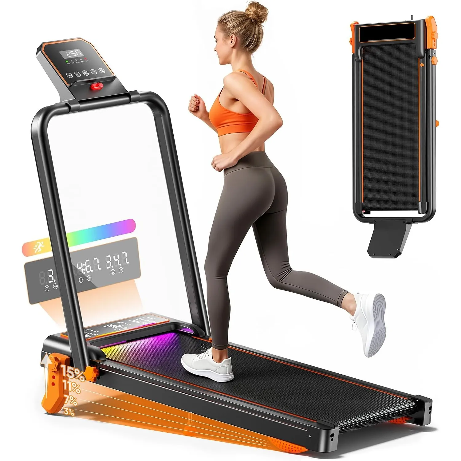 GIDGIMO Walking Pad, klappbares Laufband mit Steigung für Zuhause und Büro, Leiser Motor, LED-Display und Fernbedienung