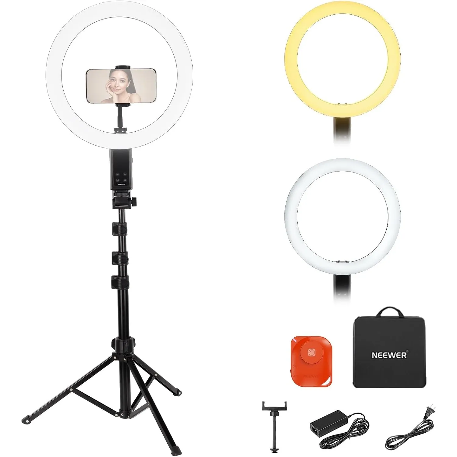 NEEWER RB12B 12" Selfie Ringlicht mit App Steuerung/Fernbedienung/Stativ