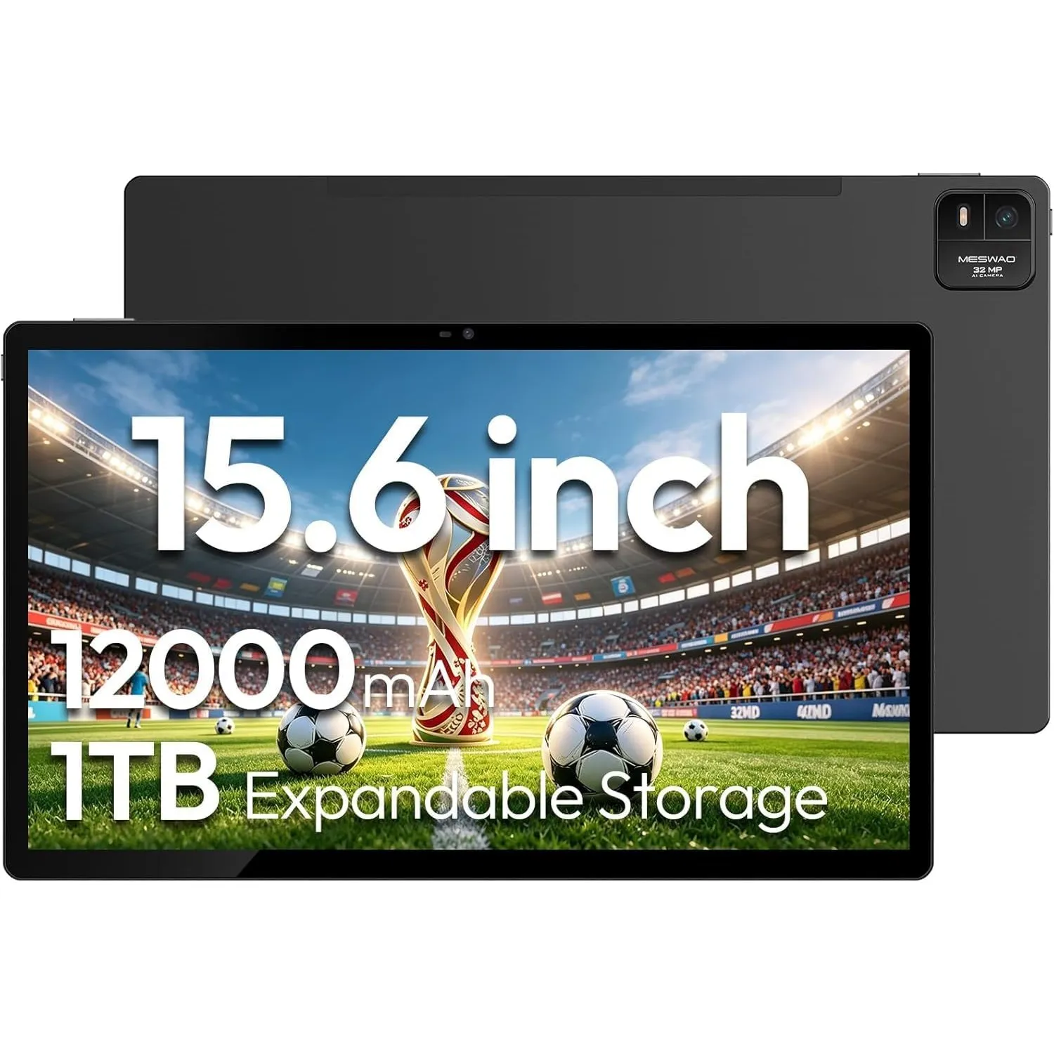 15,6 Zoll Tablet für Senioren – 2026 Großes mit 12000mAh Akku (30W Schnellladen) & Riesen-Display – Leichte Bedienung f…