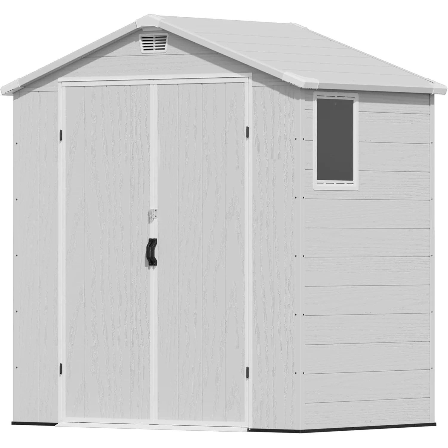 Devoko Gartenhaus Kunststoff 185x121x210 cm Gerätehaus mit Boden, Hellgrau