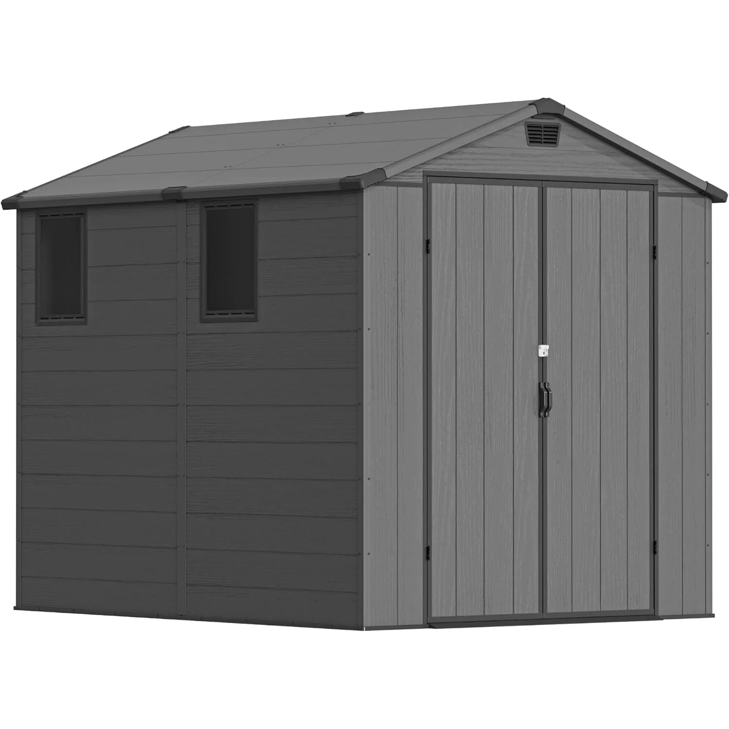 Devoko 6x8 Gartenhaus 9,4m³, Kunststoff, 185x240x210 cm Gerätehaus mit Boden, Geräteschuppen, Fahrradschuppen mit Absch…