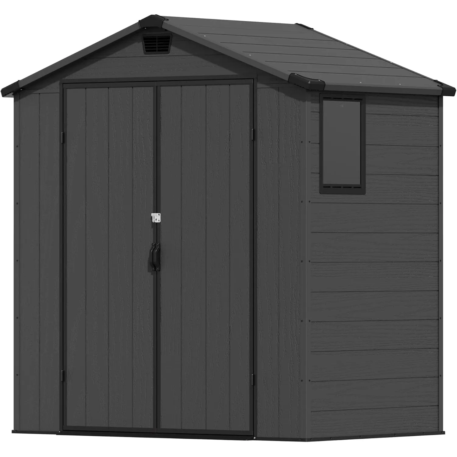 Devoko Gartenhaus Kunststoff mit Boden 185x121x210 cm mit Boden, Dunkelgrau