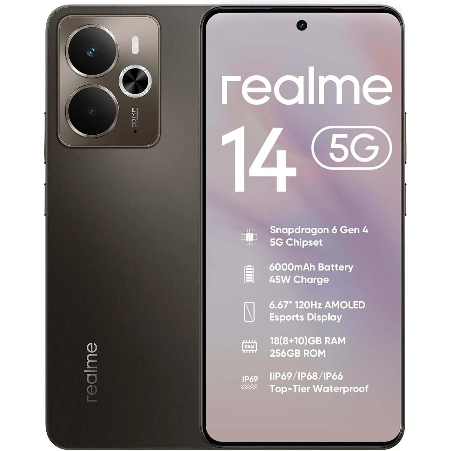 realme 14 5G Smartphone Ohne Vertrag, Snapdragon 6 Gen 4 5G, 6000mAh Titan Akku & 45W Schnellladung, 6.67” 120Hz AMOLED…