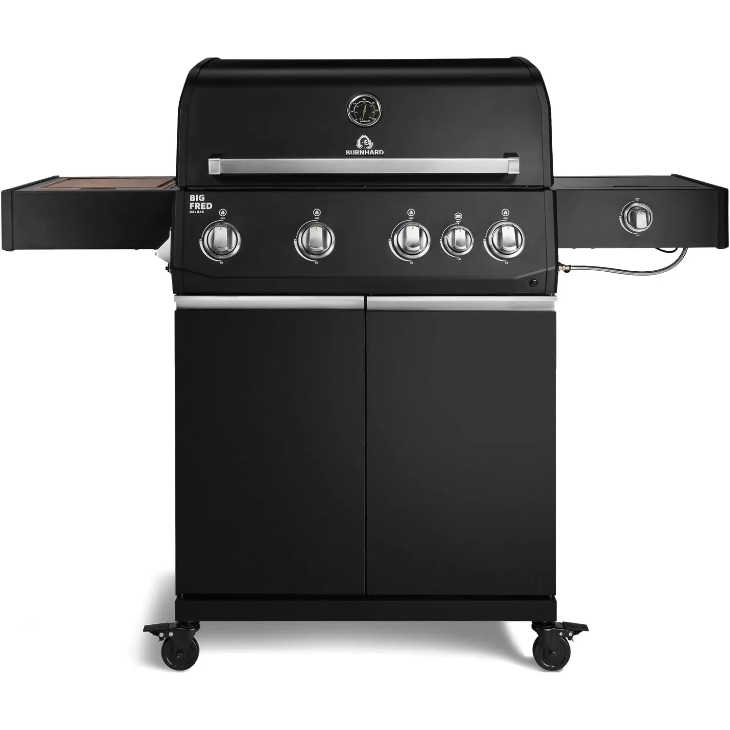 BURNHARD® Big FRED Deluxe Gasgrill 4-Brenner, Gusseisenrost, Schwarz-Matt