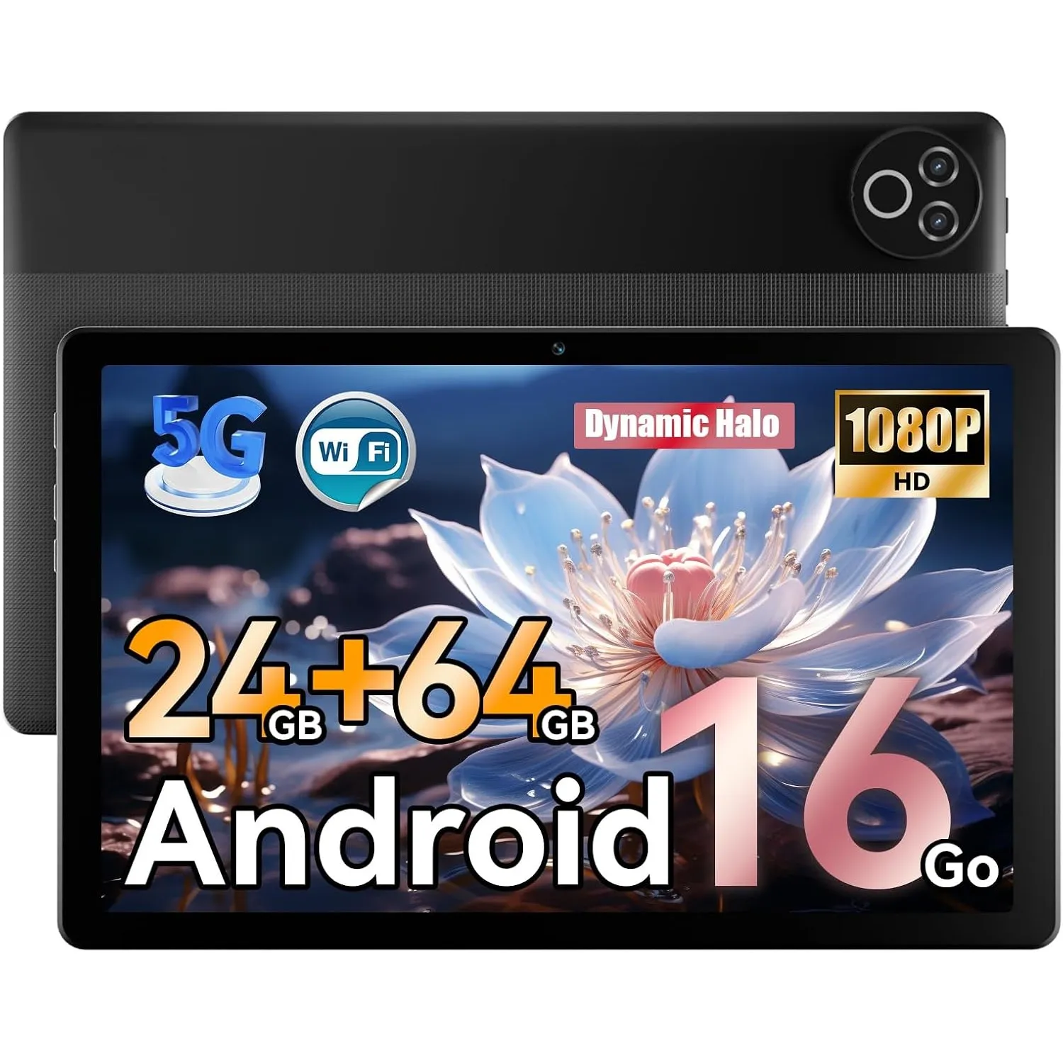 Tablet 10 Zoll, Android 16 Tablet mit 24GB RAM (4+20), 64GB ROM + 1TB TF, 800×1280 IPS Display, Octa-Core Prozessor, Du…