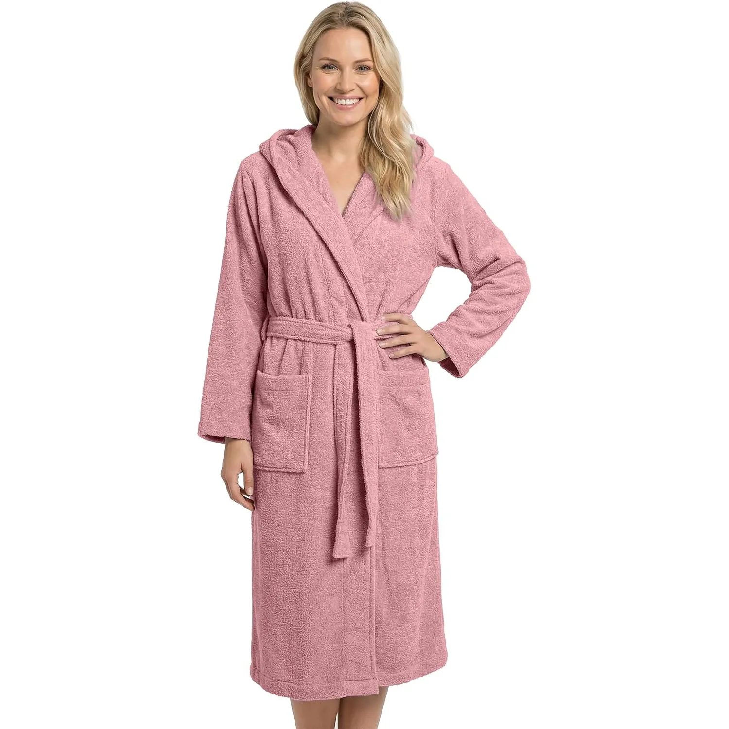 LAYNENBURG Bademantel Damen Frottee aus 100% Baumwolle – OEKO TEX Standard – weicher Morgenmantel langmit Kapuze, Binde…
