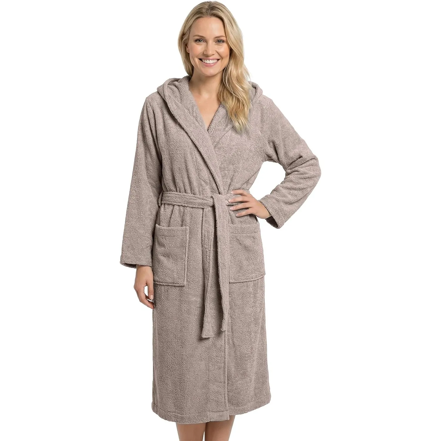 LAYNENBURG Bademantel Damen Frottee aus 100% Baumwolle – OEKO TEX Standard – weicher Morgenmantel langmit Kapuze, Binde…