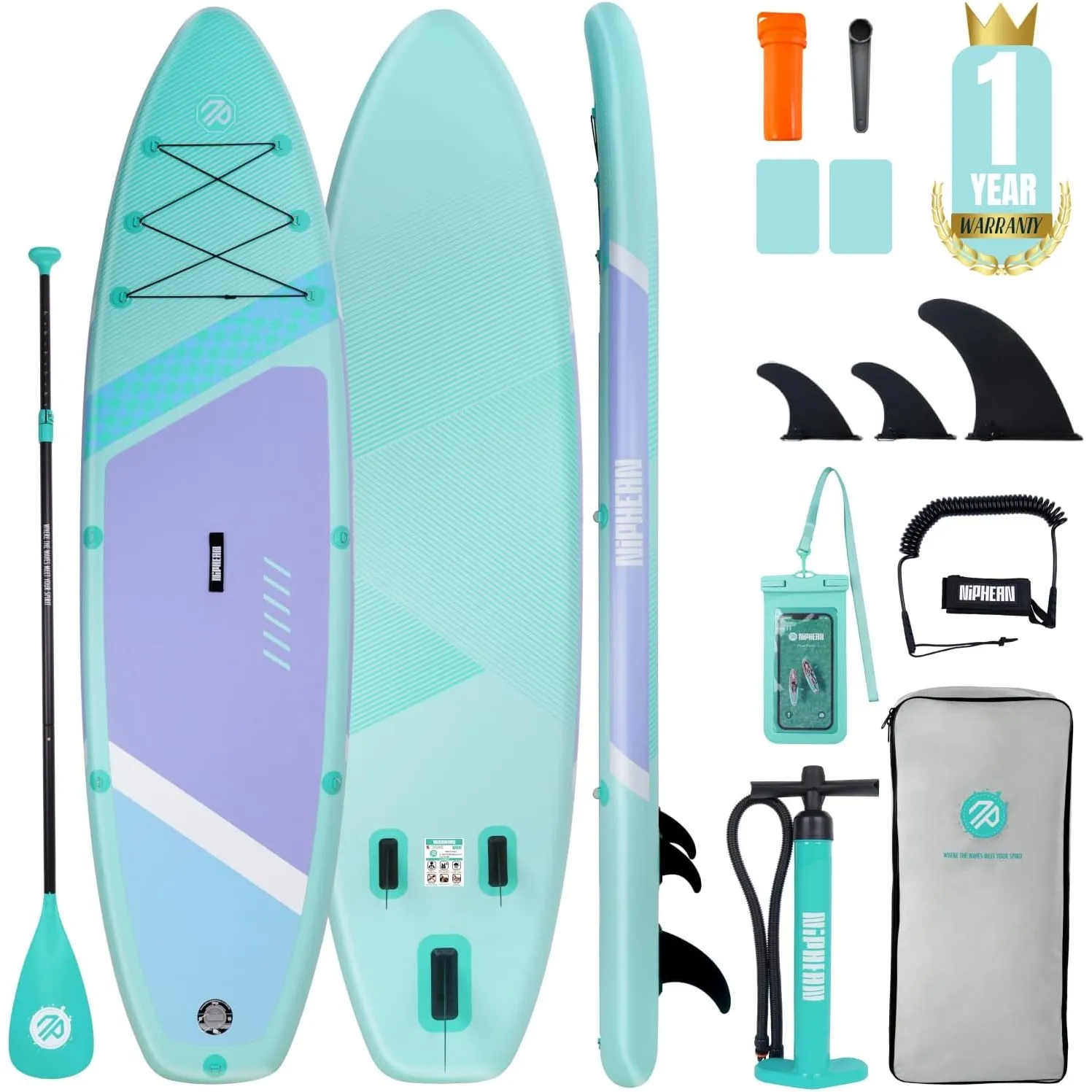 Niphean Stand up Paddling Board mit Sitz und Allem Zubehör, 320cm Paddleboard für Aller Fähigkeitsniveaus, SUP Board 20…