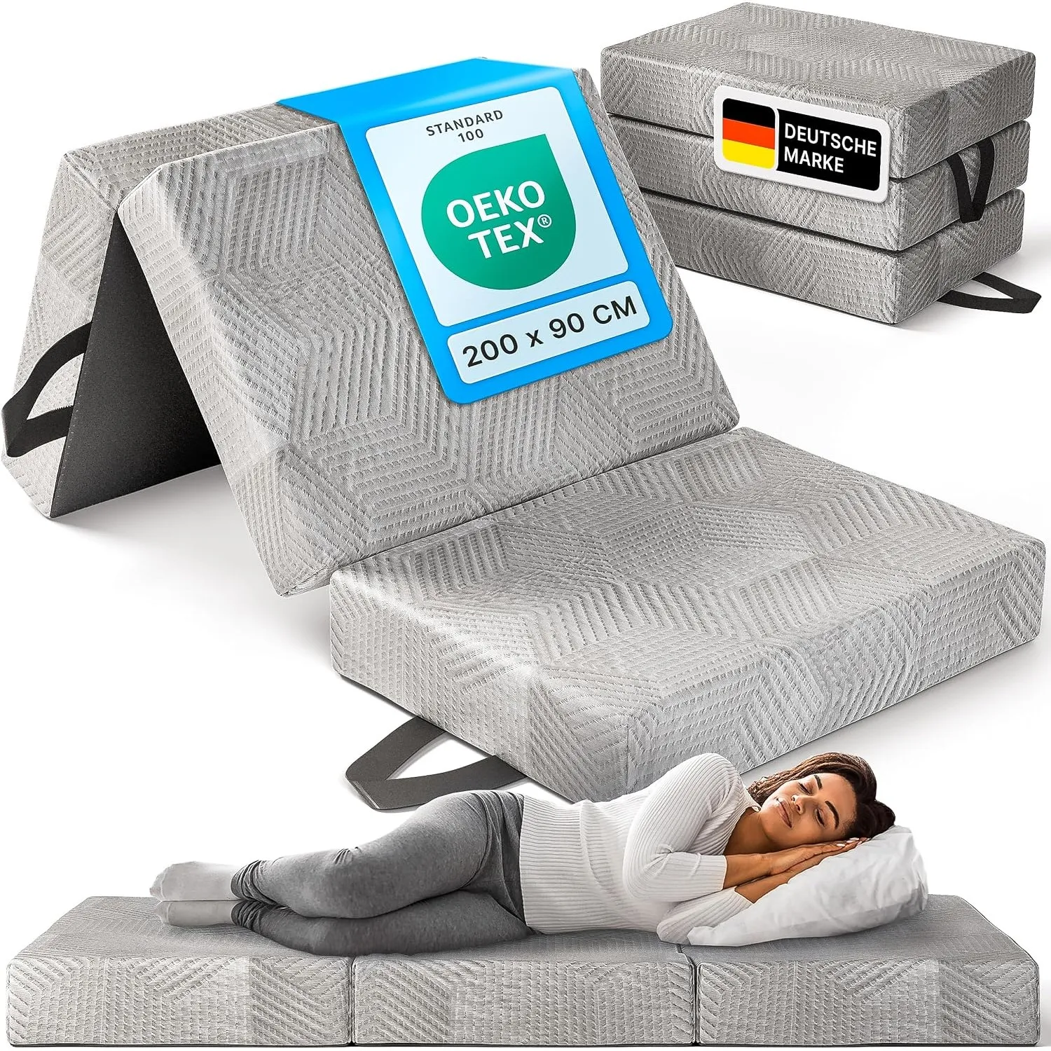 Klappmatratze 90 x 200 x 15 cm - DualCore Kaltschaum - Gästebett und Faltmatratze als Gästematratze - Bequem & waschbar